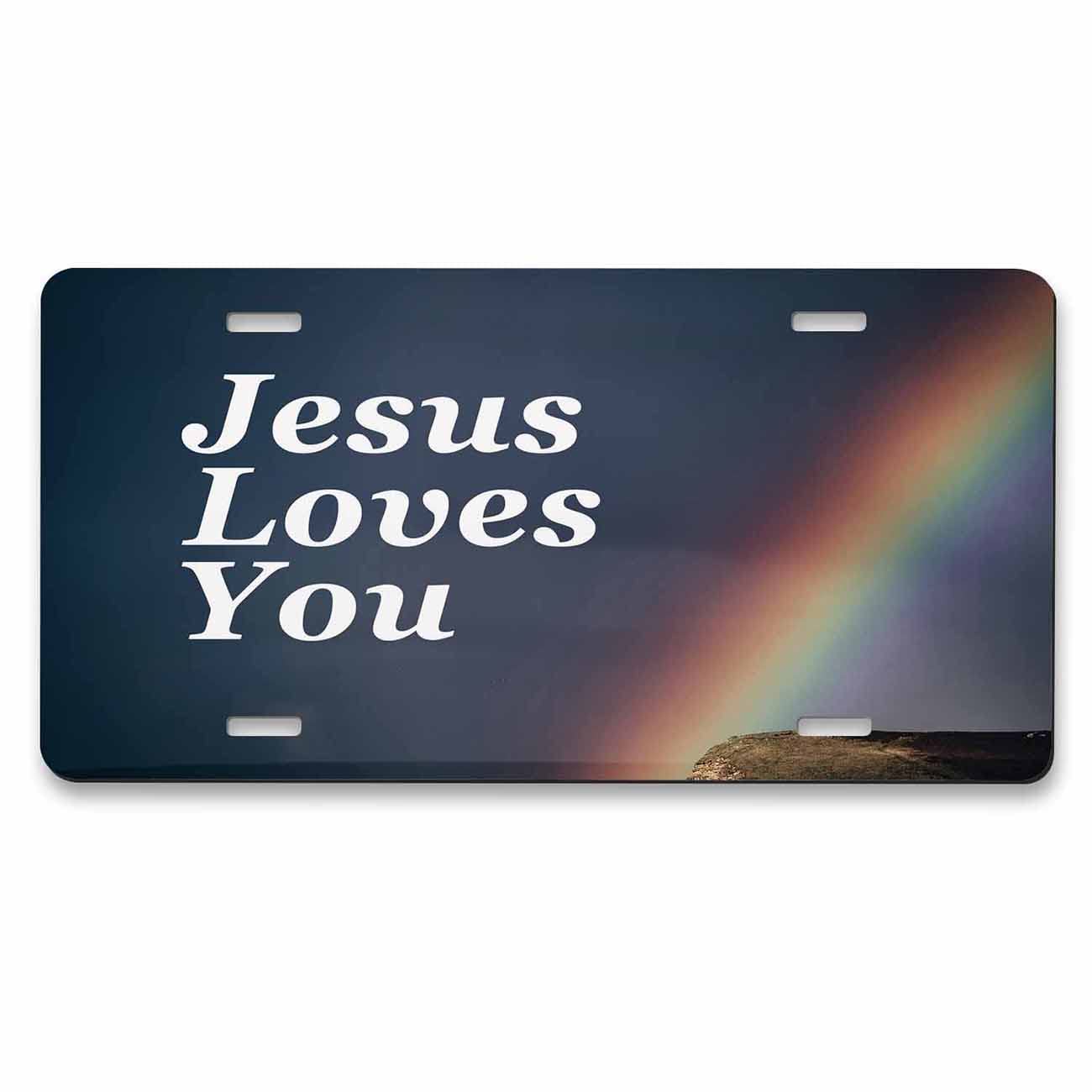 Jesus Loves You Christian Front License Plate 6X12 Inch claimedbygoddesigns