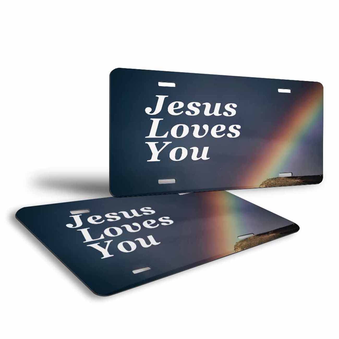 Jesus Loves You Christian Front License Plate 6X12 Inch claimedbygoddesigns