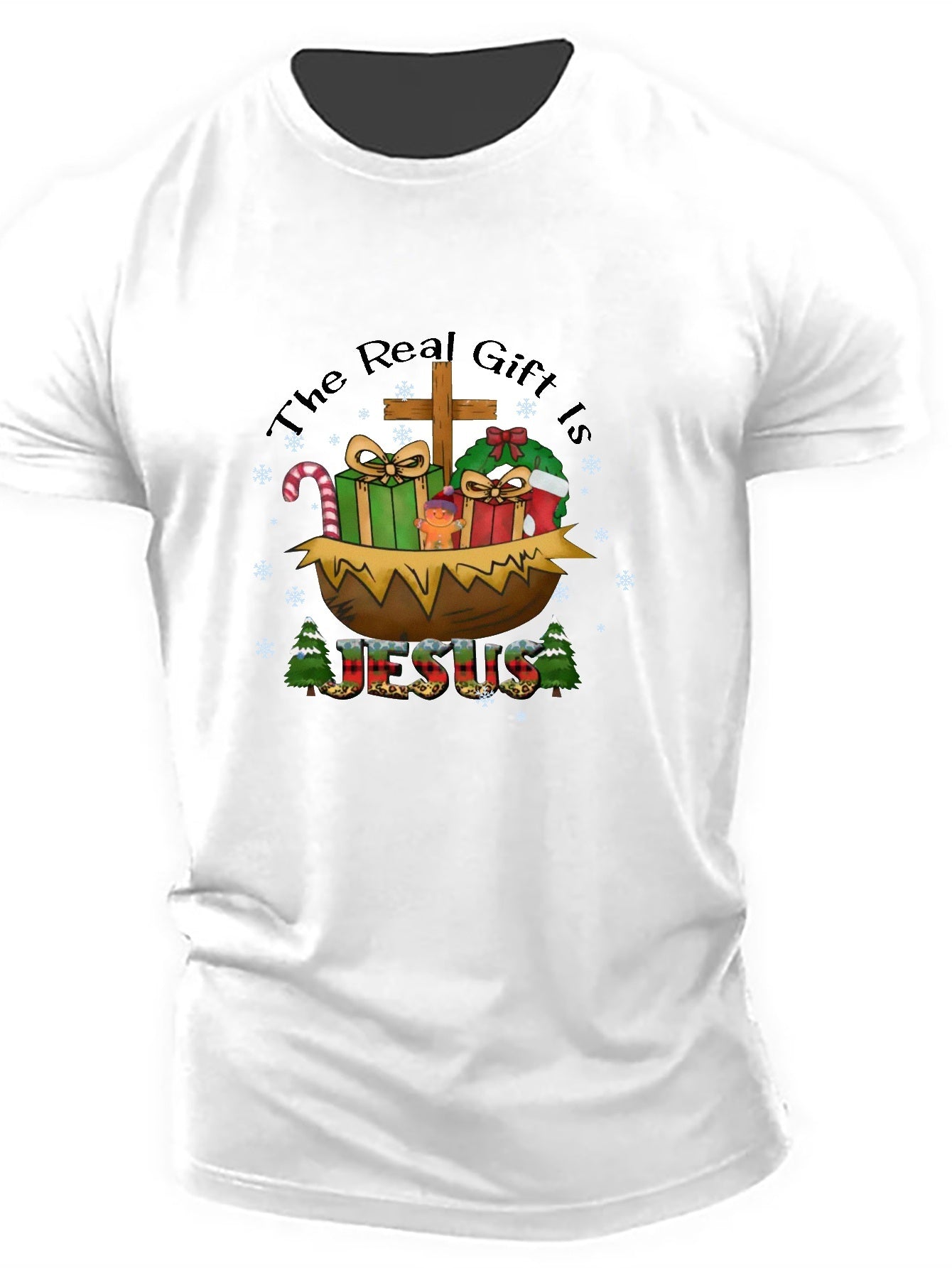 The Real Gift Is Jesus Plus Size Men's Christian T-shirt claimedbygoddesigns
