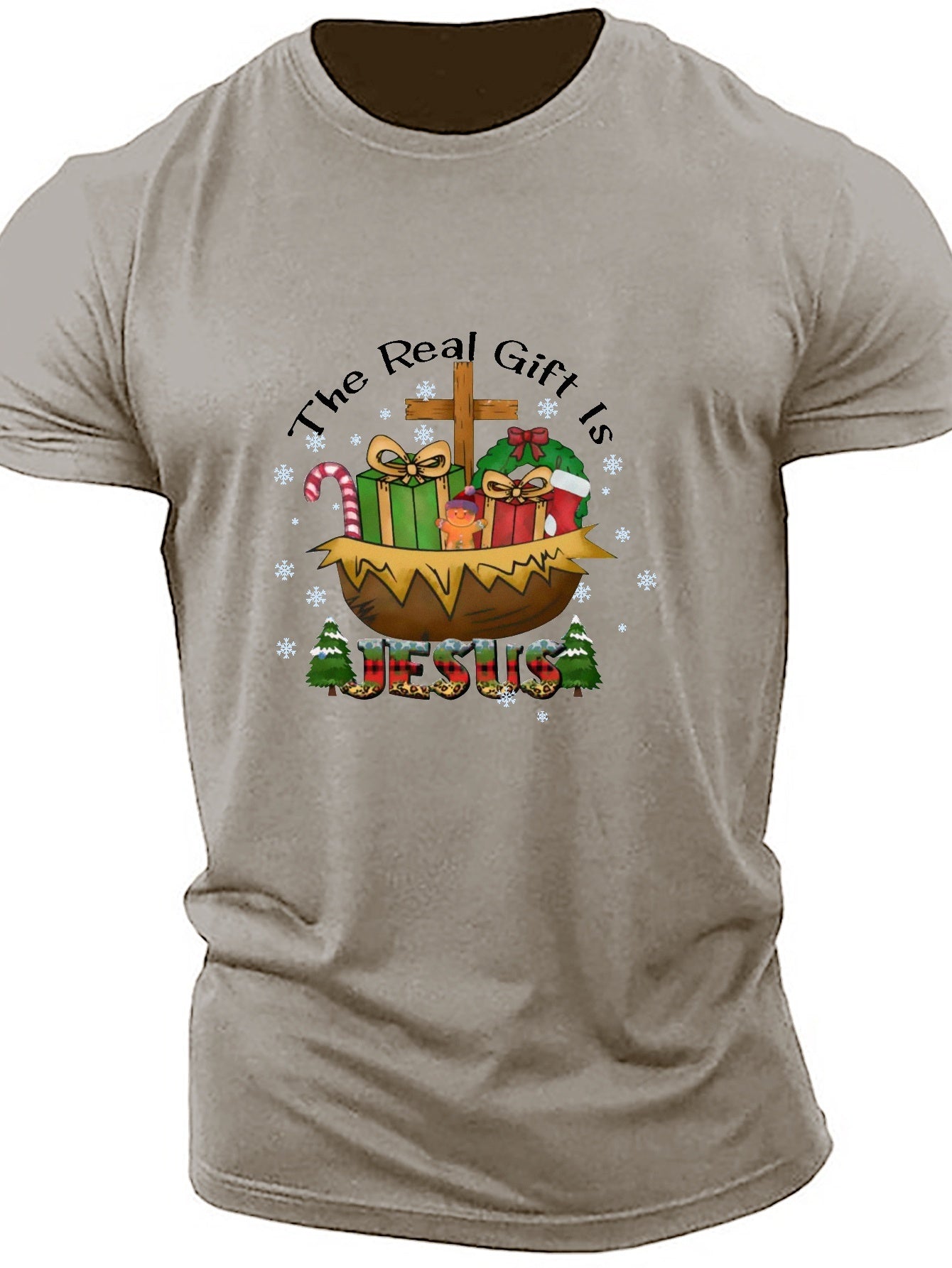 The Real Gift Is Jesus Plus Size Men's Christian T-shirt claimedbygoddesigns