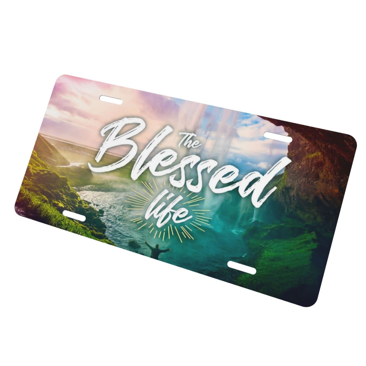 The Blessed Life Christian Front License Plate claimedbygoddesigns