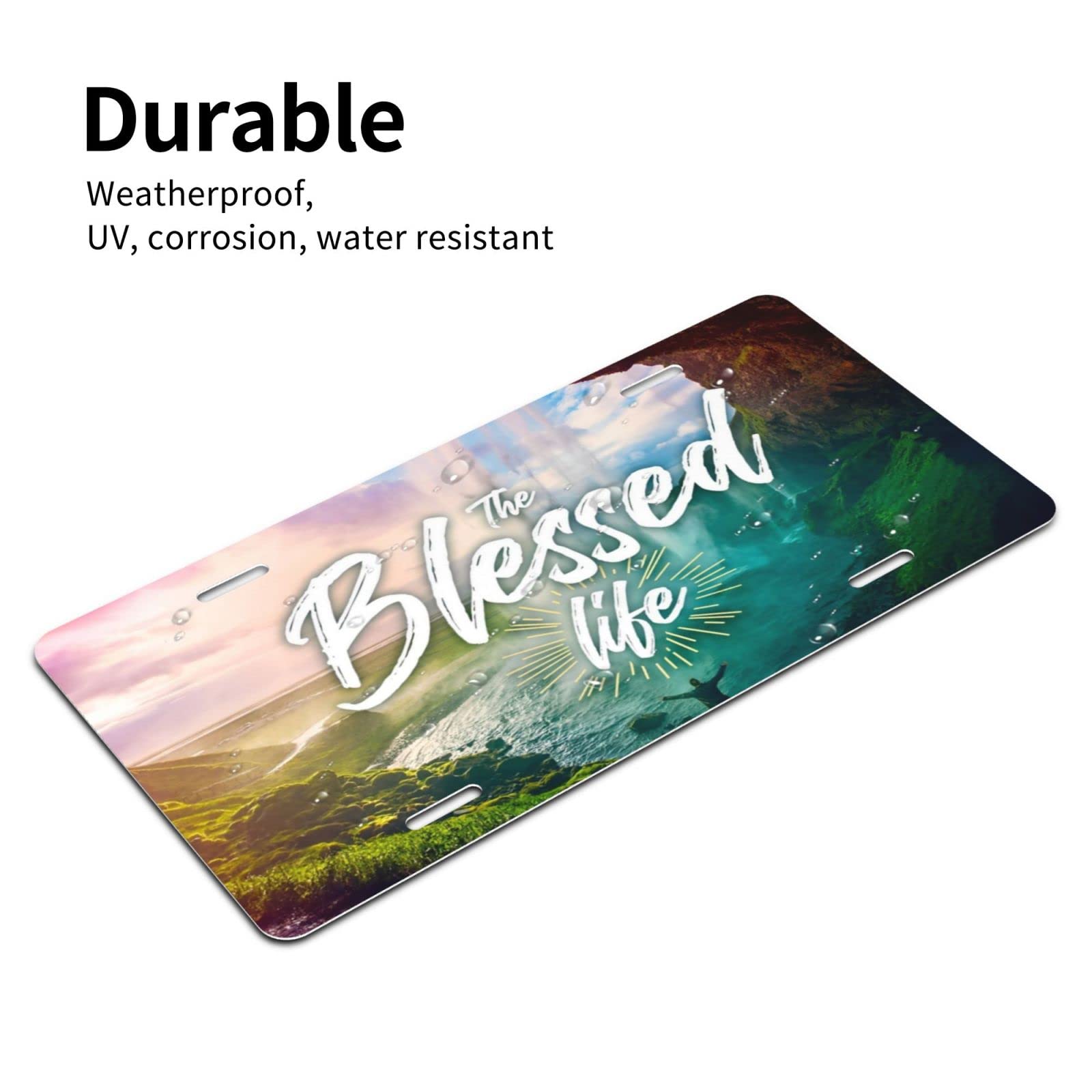 The Blessed Life Christian Front License Plate claimedbygoddesigns