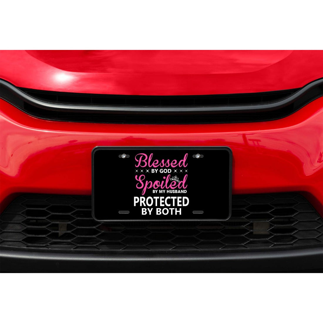 Blessed By God Spoiled By My Husband Protected By Both Christian Front License Plate 6*12in/15*30cm claimedbygoddesigns
