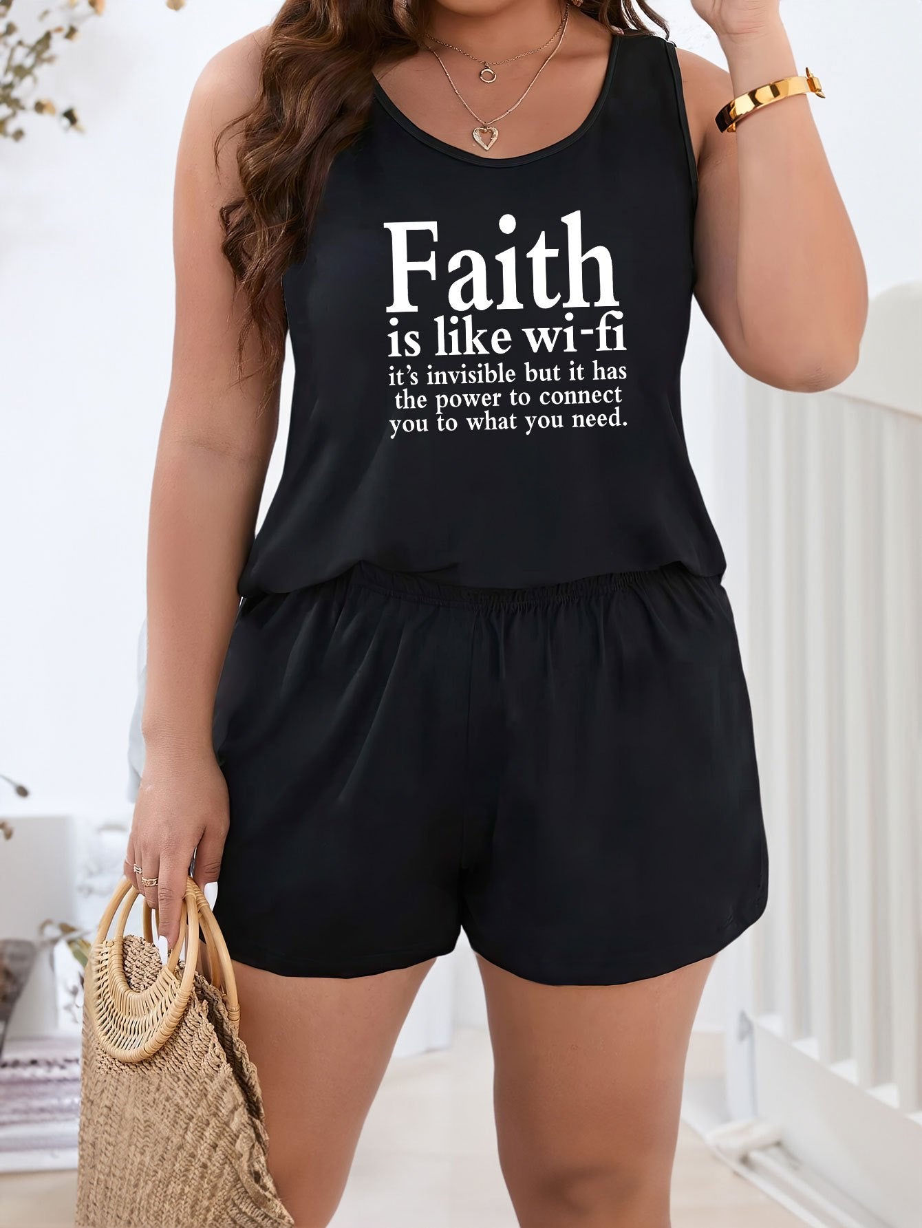 Faith Is Like Wifi Women's Christian Short Pajama Set claimedbygoddesigns