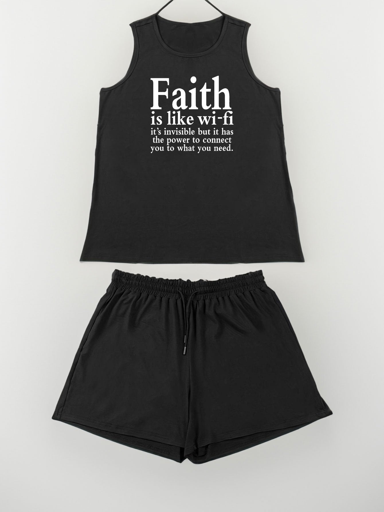 Faith Is Like Wifi Women's Christian Short Pajama Set claimedbygoddesigns