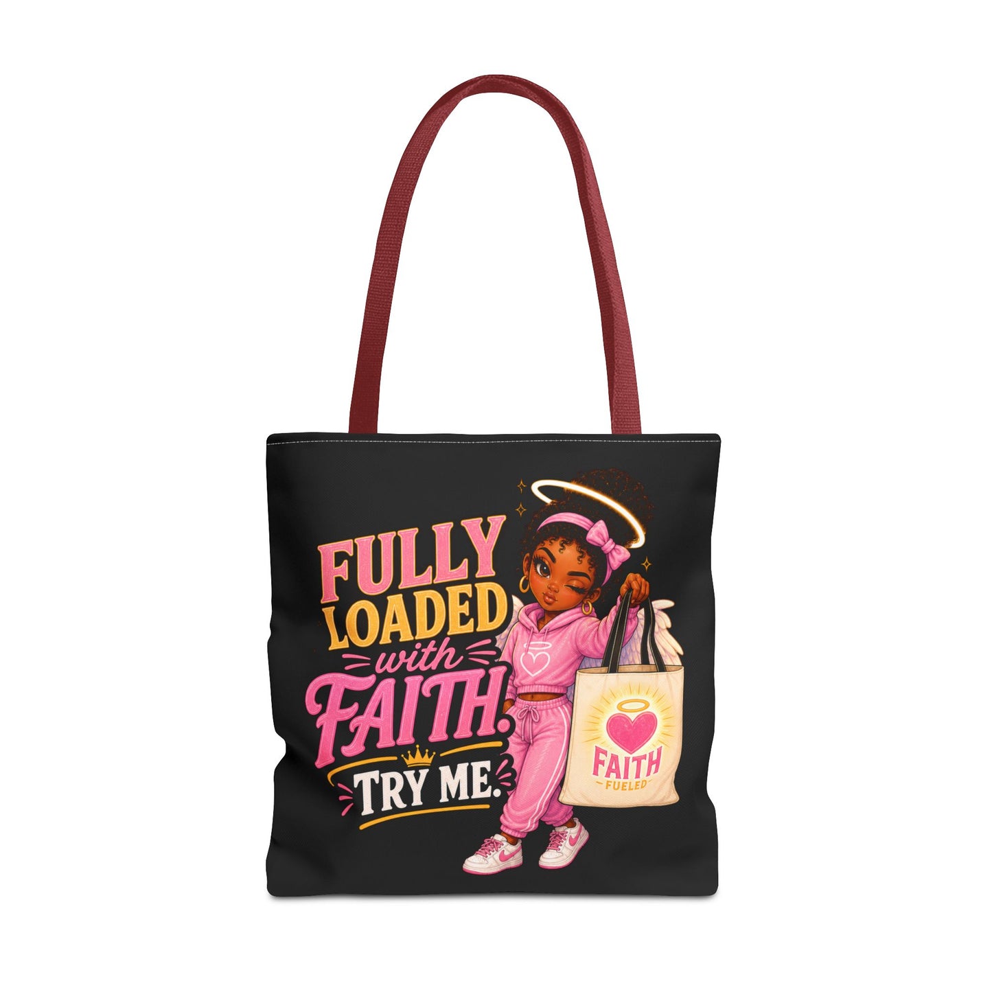 Faith Tote Bag — "Fully Loaded with Faith" Inspirational Christian Shopper