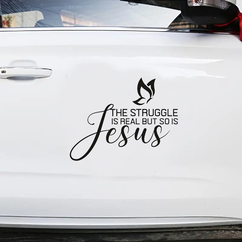 10pcs The Struggle Is Real But So Is Jesus Christian Bumper Stickers claimedbygoddesigns