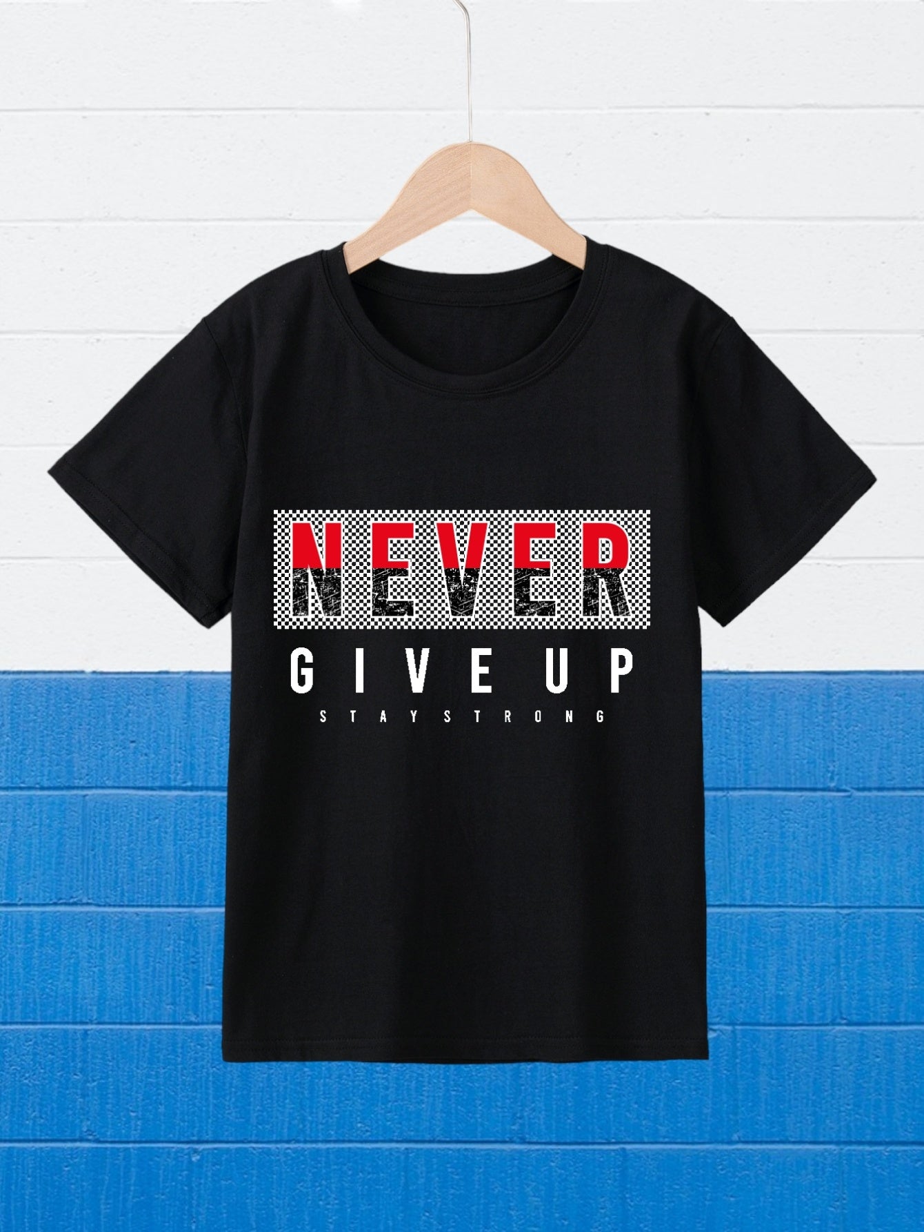 NEVER GIVE UP Youth Christian T-shirt claimedbygoddesigns