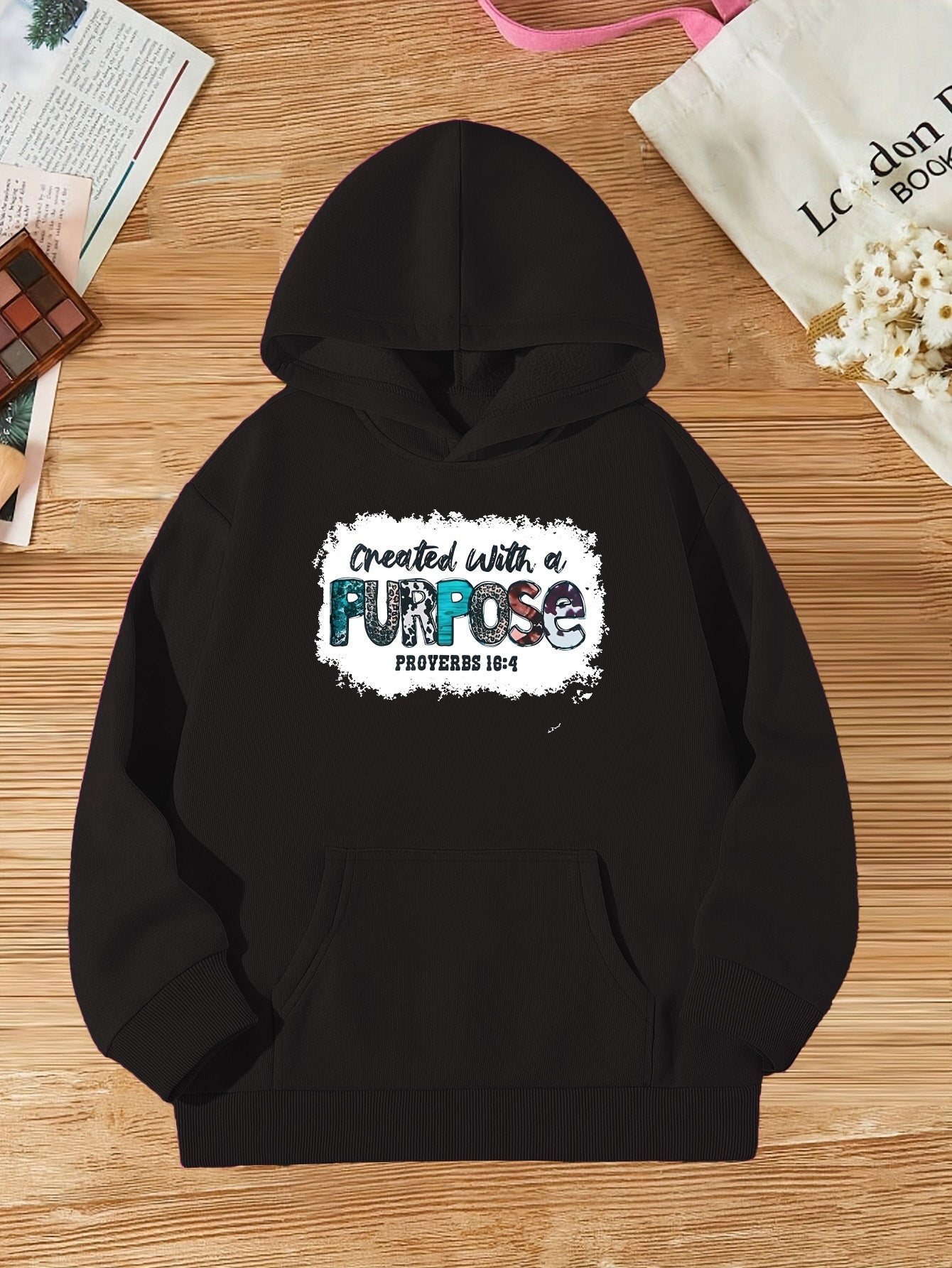Created With A Purpose Youth Christian Pullover Hooded Sweatshirt claimedbygoddesigns