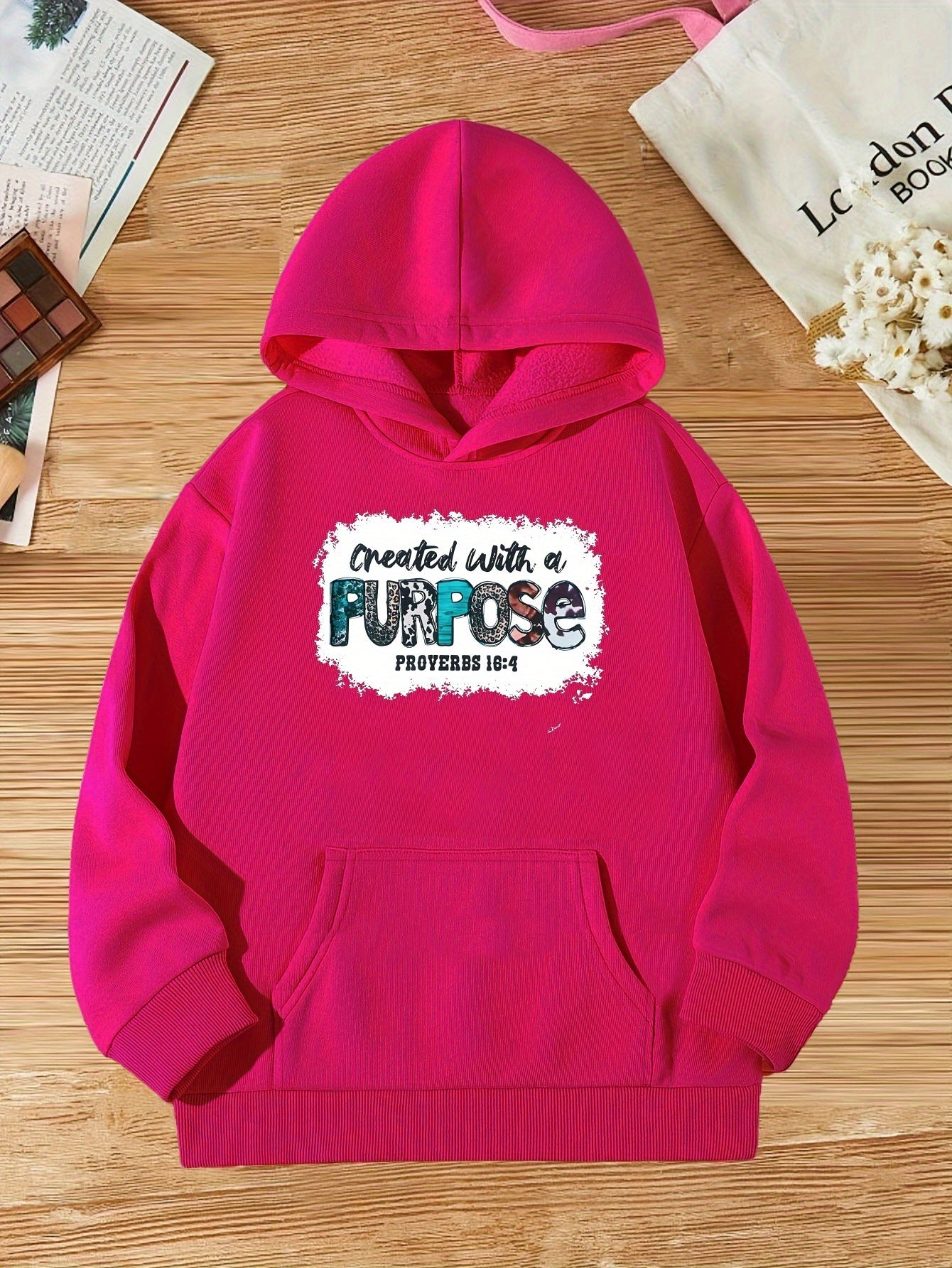Created With A Purpose Youth Christian Pullover Hooded Sweatshirt claimedbygoddesigns