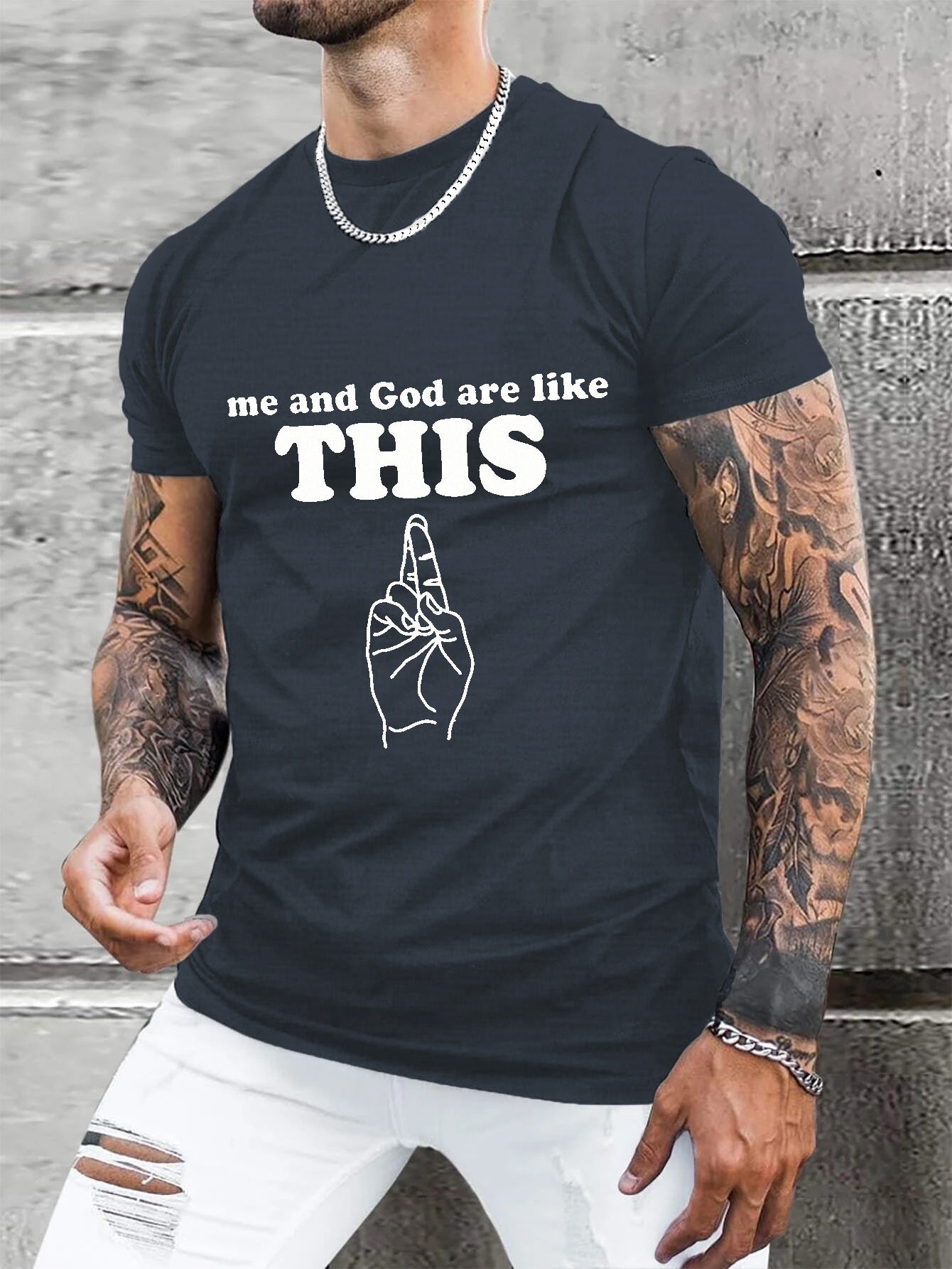 Me & God Are Like This PLUS SIZE Men's Christian T-shirt claimedbygoddesigns