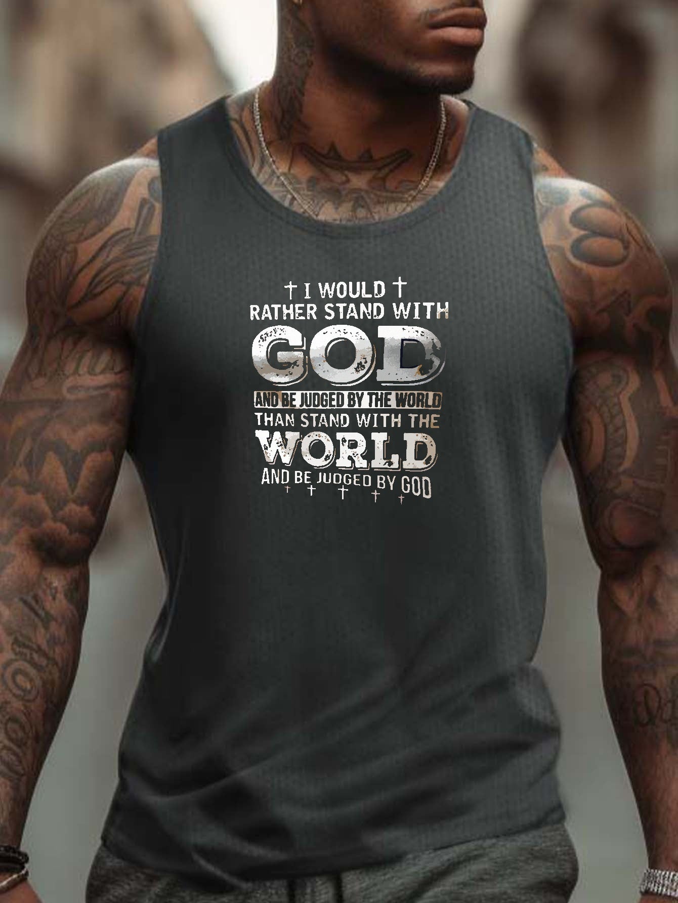 I Would Rather Stand With GOD t Men's Christian Tank Top claimedbygoddesigns