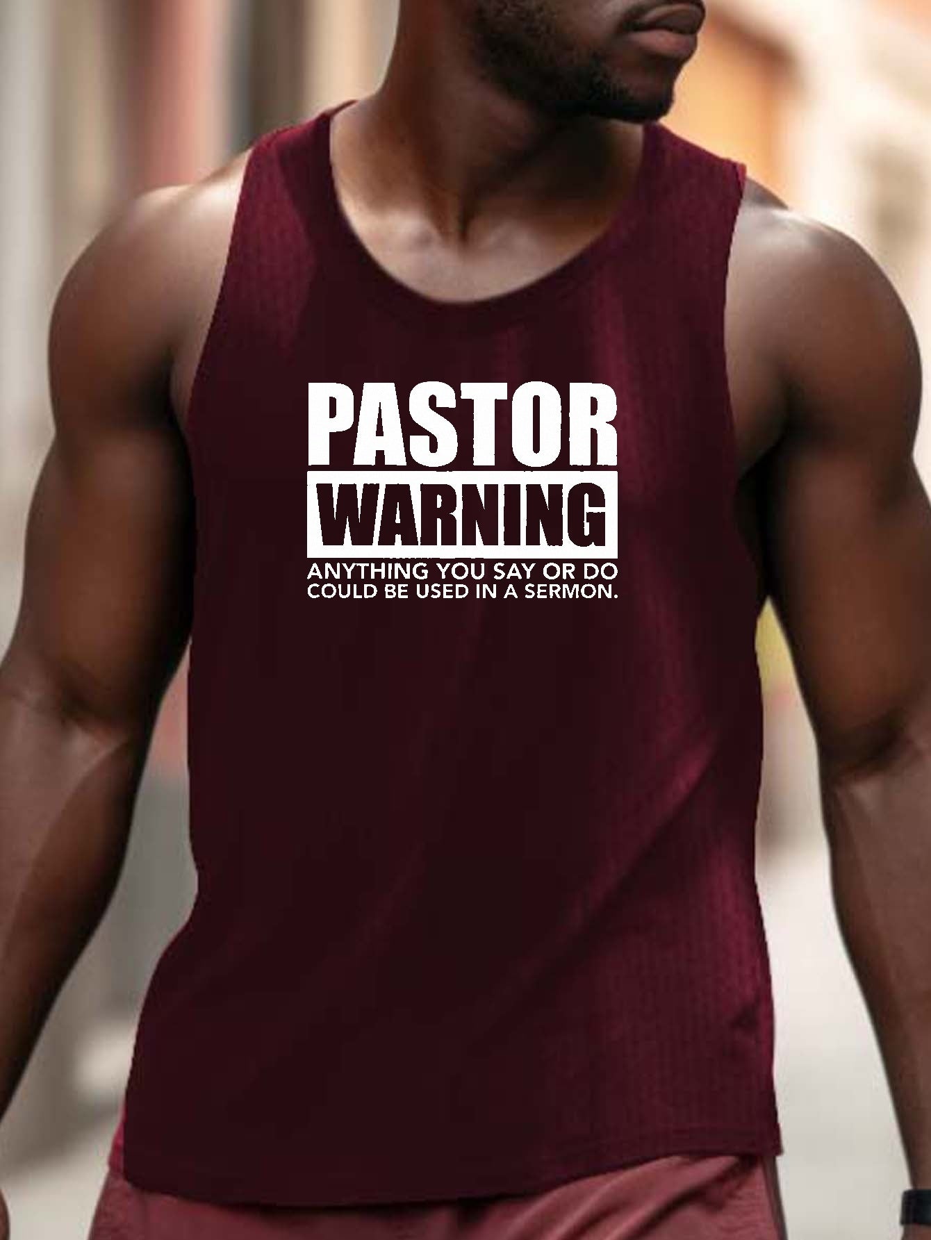 PASTOR WARNING: Anything You Say Or Do May Be Used In A Sermon Men's Christian Tank Top claimedbygoddesigns