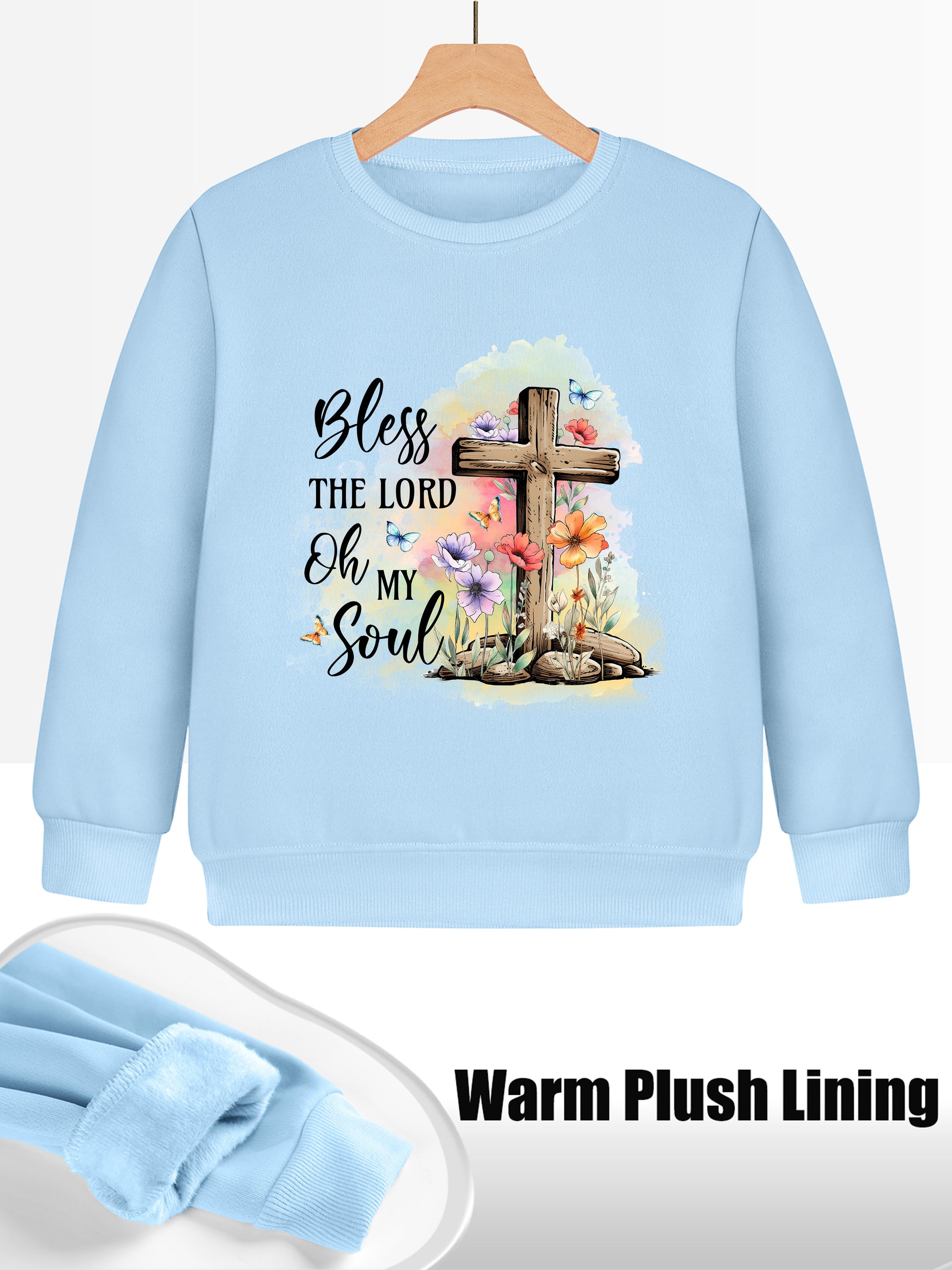 Bless The Lord Oh My Soul Youth Christian Pullover Sweatshirt claimedbygoddesigns