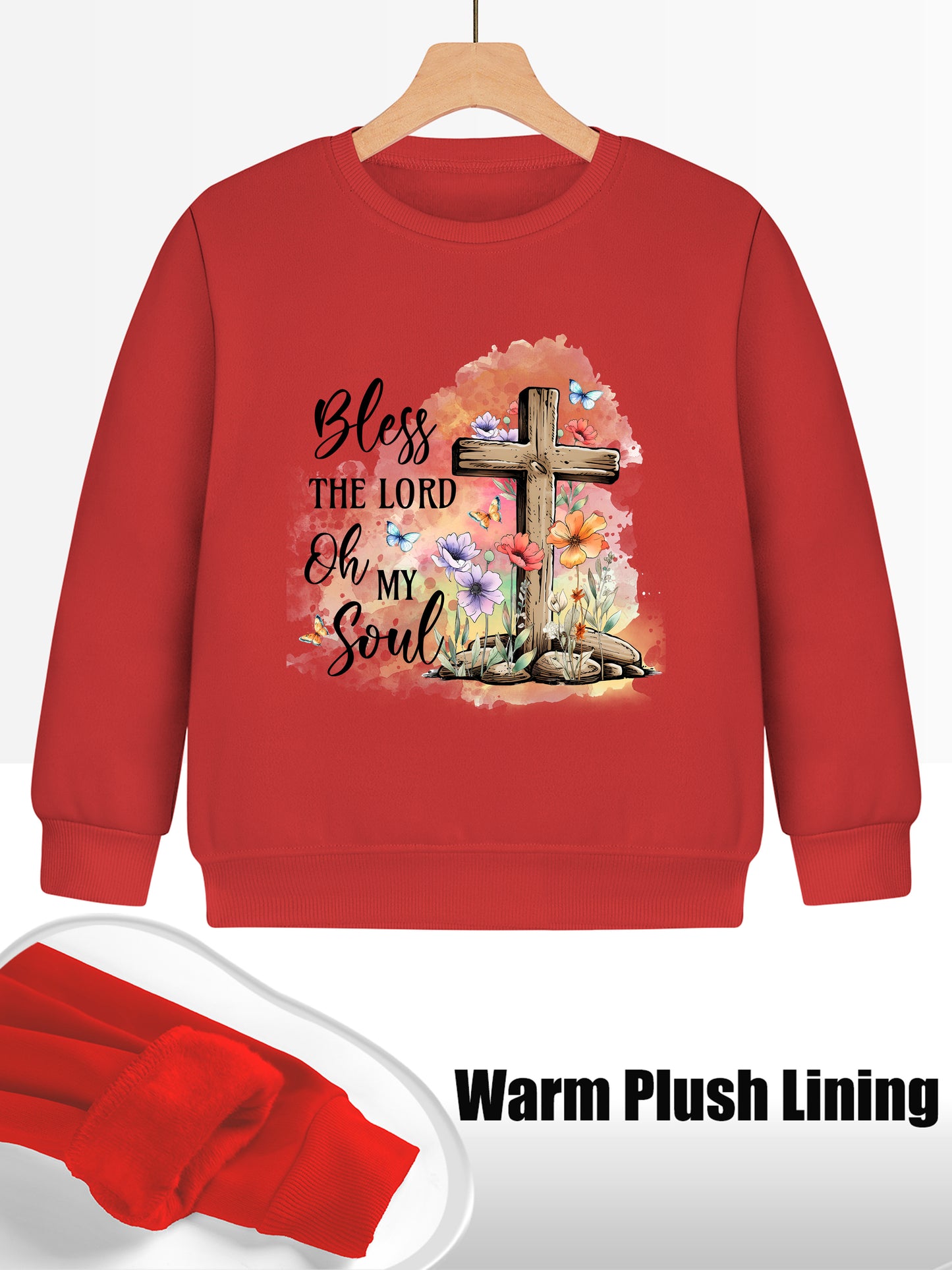 Bless The Lord Oh My Soul Youth Christian Pullover Sweatshirt claimedbygoddesigns