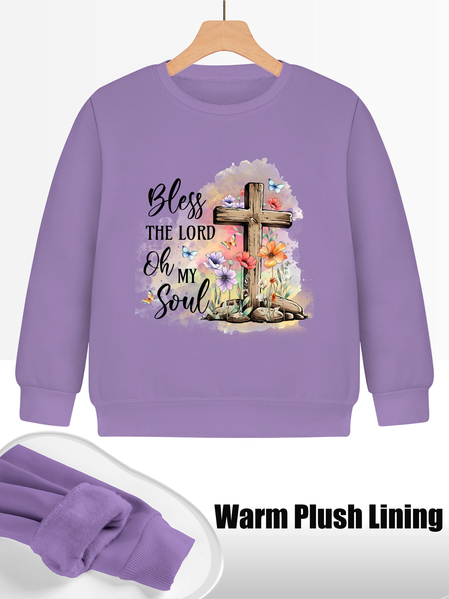 Bless The Lord Oh My Soul Youth Christian Pullover Sweatshirt claimedbygoddesigns