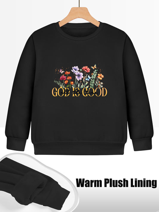 God Is Good Youth Christian Pullover Sweatshirt claimedbygoddesigns