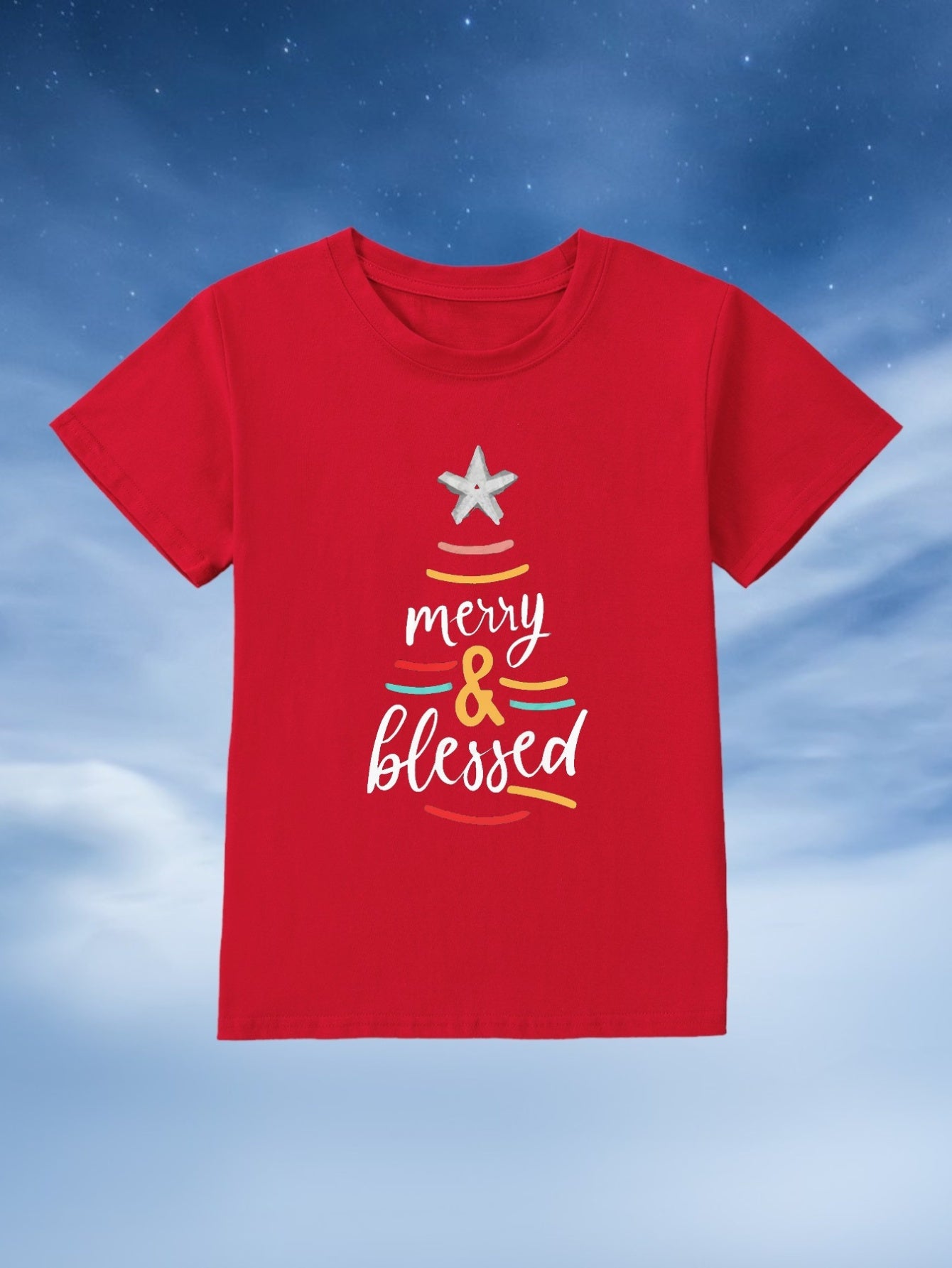 Merry & blessed Christmas Themed Youth Christian T-shirt claimedbygoddesigns