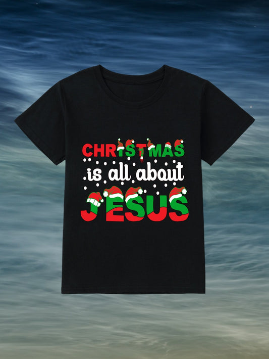 CHRISTMAS IS ALL ABOUT JESUS Youth Christian T-shirt claimedbygoddesigns