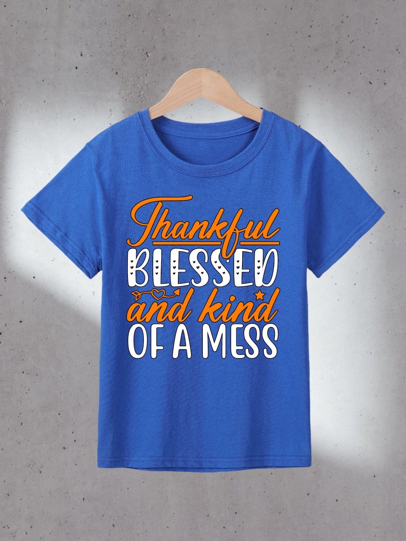 Thankful Blessed Kind Of A Mess (thanksgiving themed) Youth Christian T-shirt claimedbygoddesigns