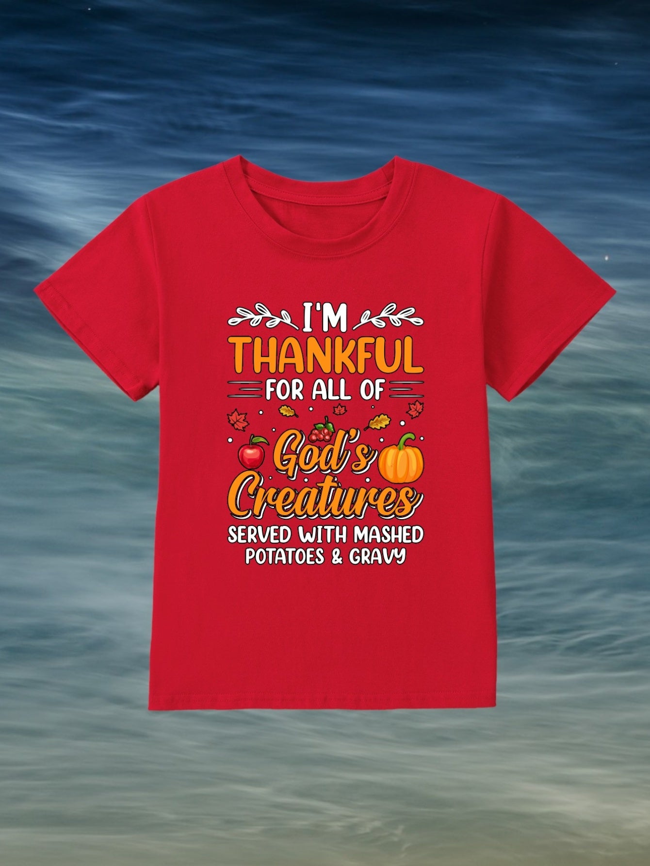 I'm Thankful For All Of God's Creatures (thanksgiving themed) Youth Christian T-shirt claimedbygoddesigns