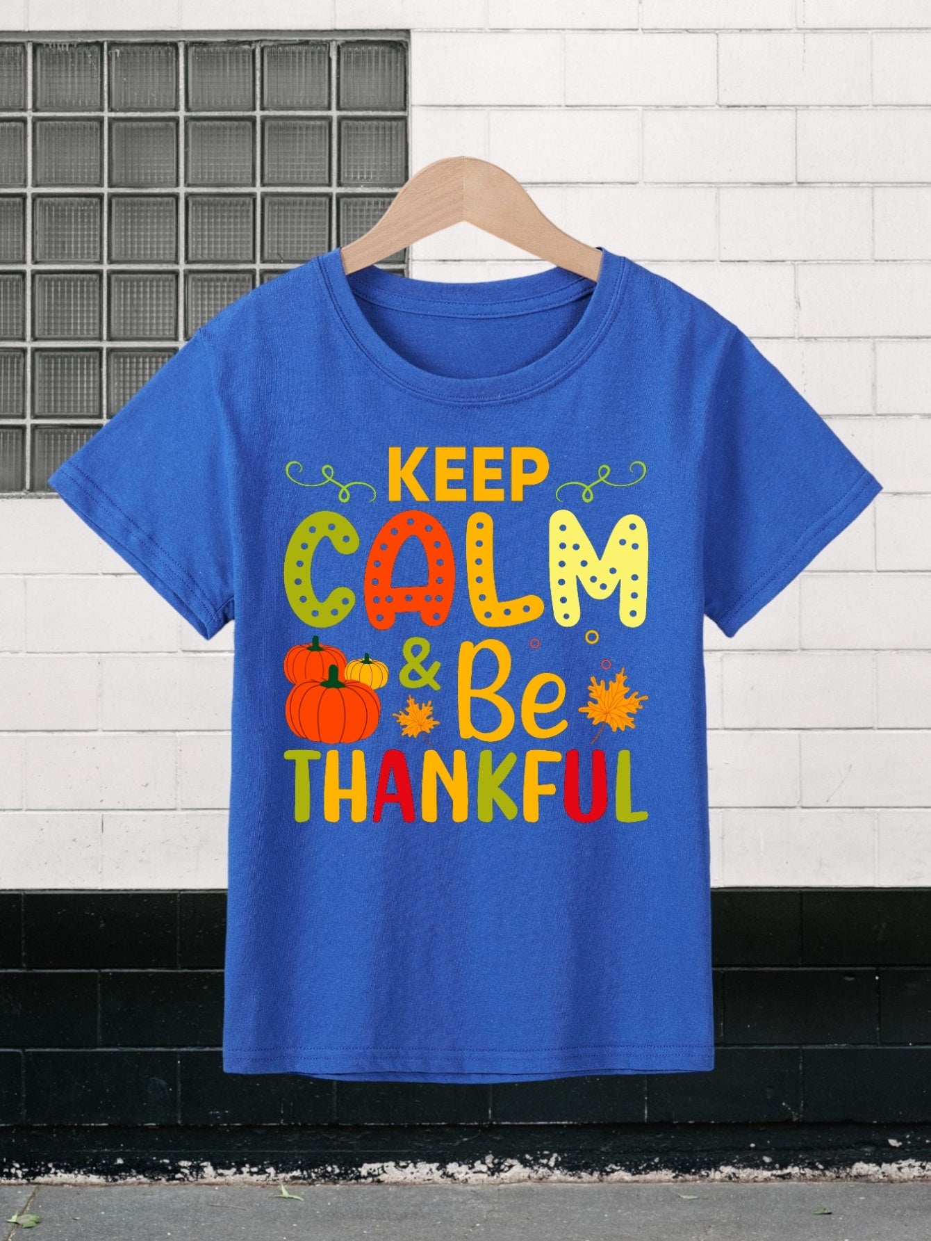 Keep Calm & Be Thankful (thanksgiving themed) Youth Christian T-shirt claimedbygoddesigns