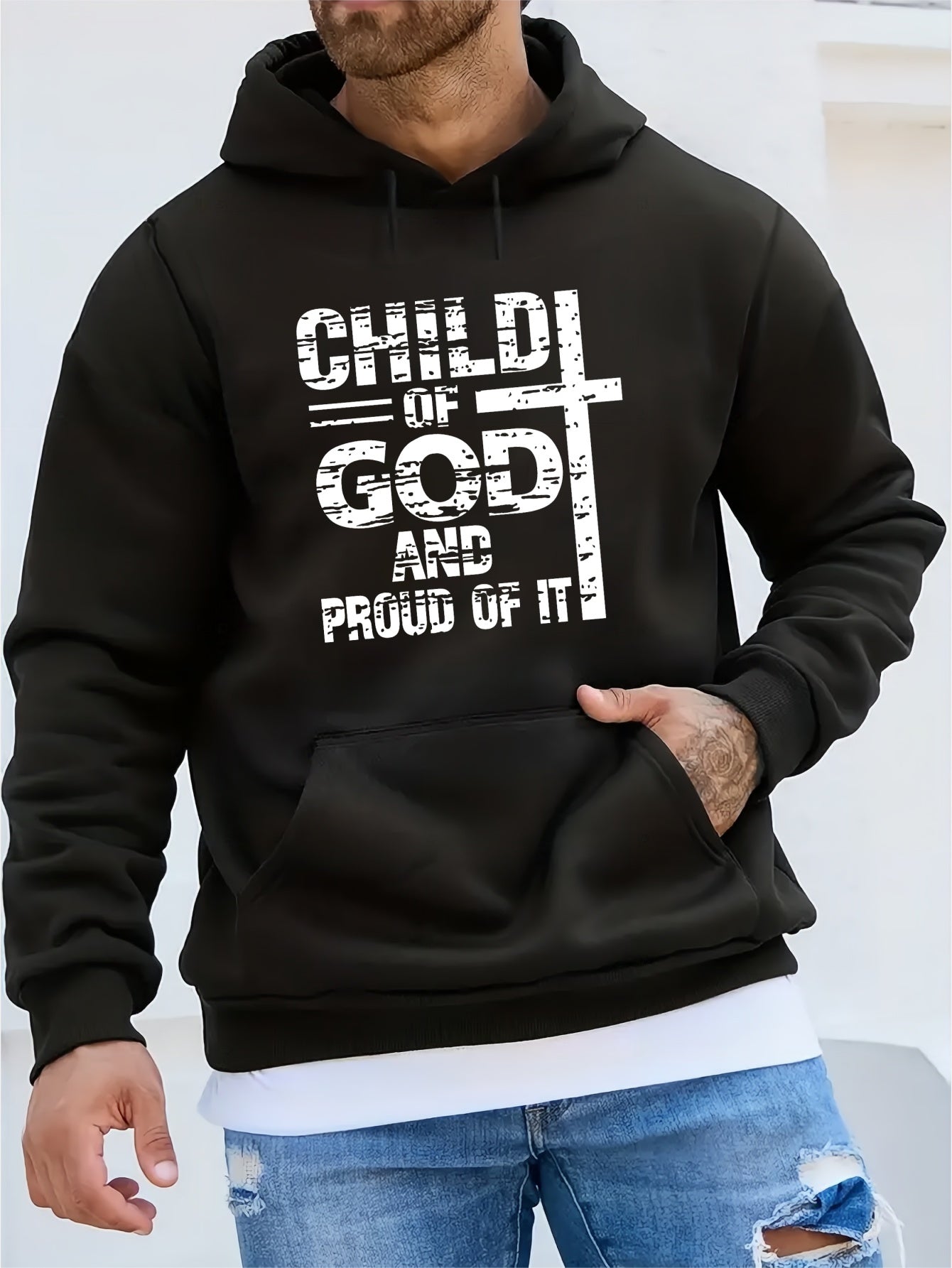 CHILD OF GOD AND PROUD OF IT Men's Christian Pullover Hooded Sweatshirt claimedbygoddesigns