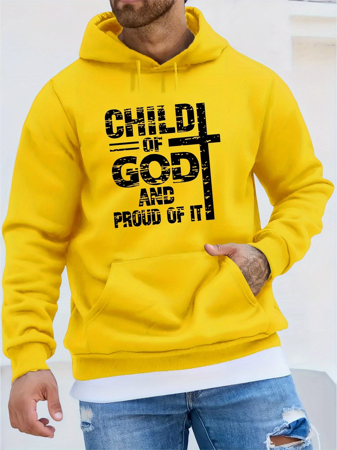 CHILD OF GOD AND PROUD OF IT Men's Christian Pullover Hooded Sweatshirt claimedbygoddesigns