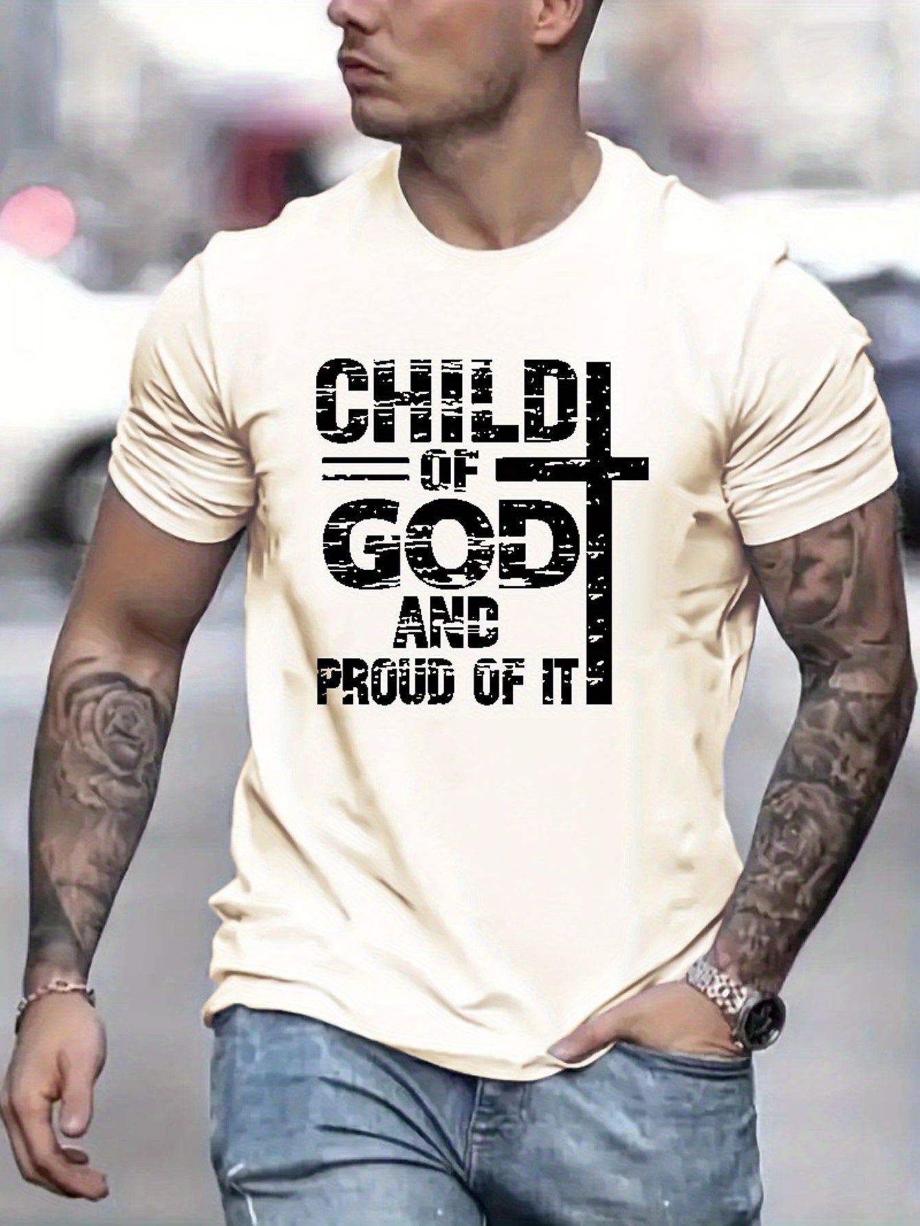 CHILD OF GOD AND PROUD OF IT Men's Christian T-shirt claimedbygoddesigns
