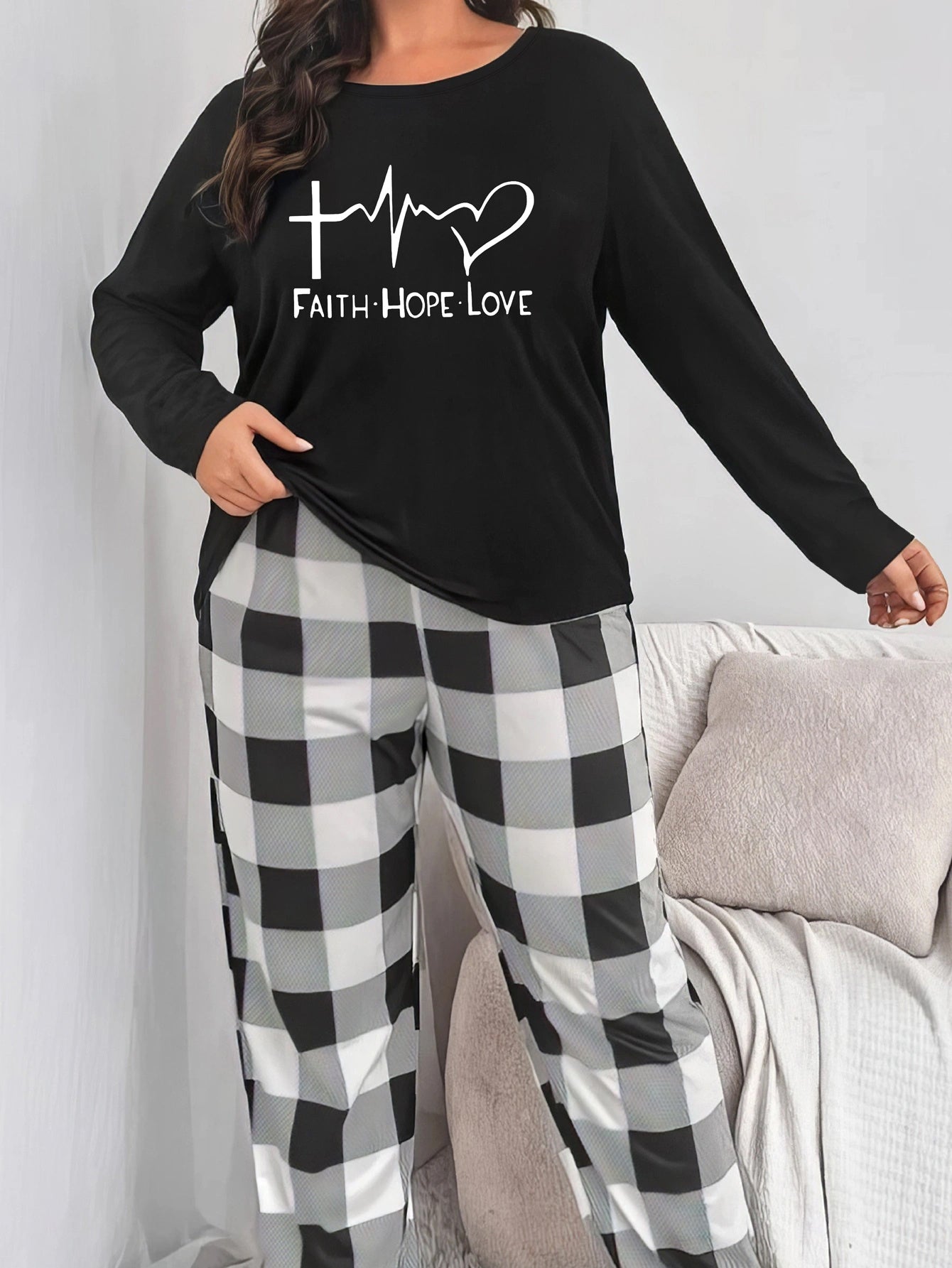 Faith Hope Love Plus Size Women's Christian Pajamas claimedbygoddesigns