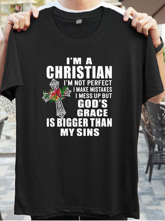 I'm A Christian God's Grace Is Bigger Than My Sins Women's Christian T-shirt claimedbygoddesigns
