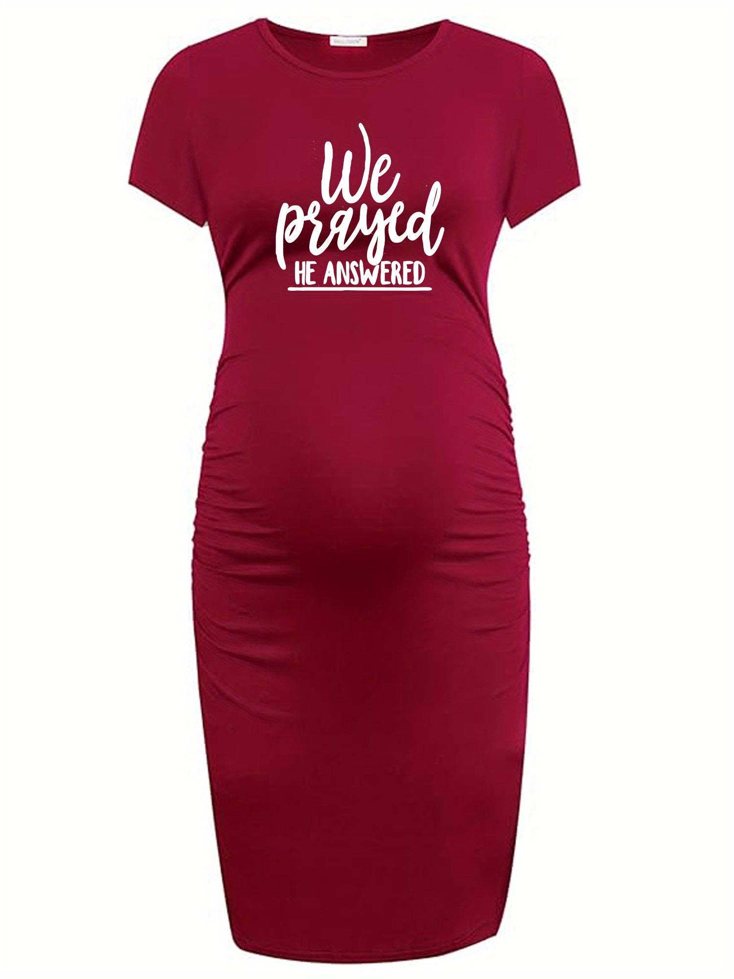 We Prayed He Answered Women's Christian Maternity Casual Dress claimedbygoddesigns