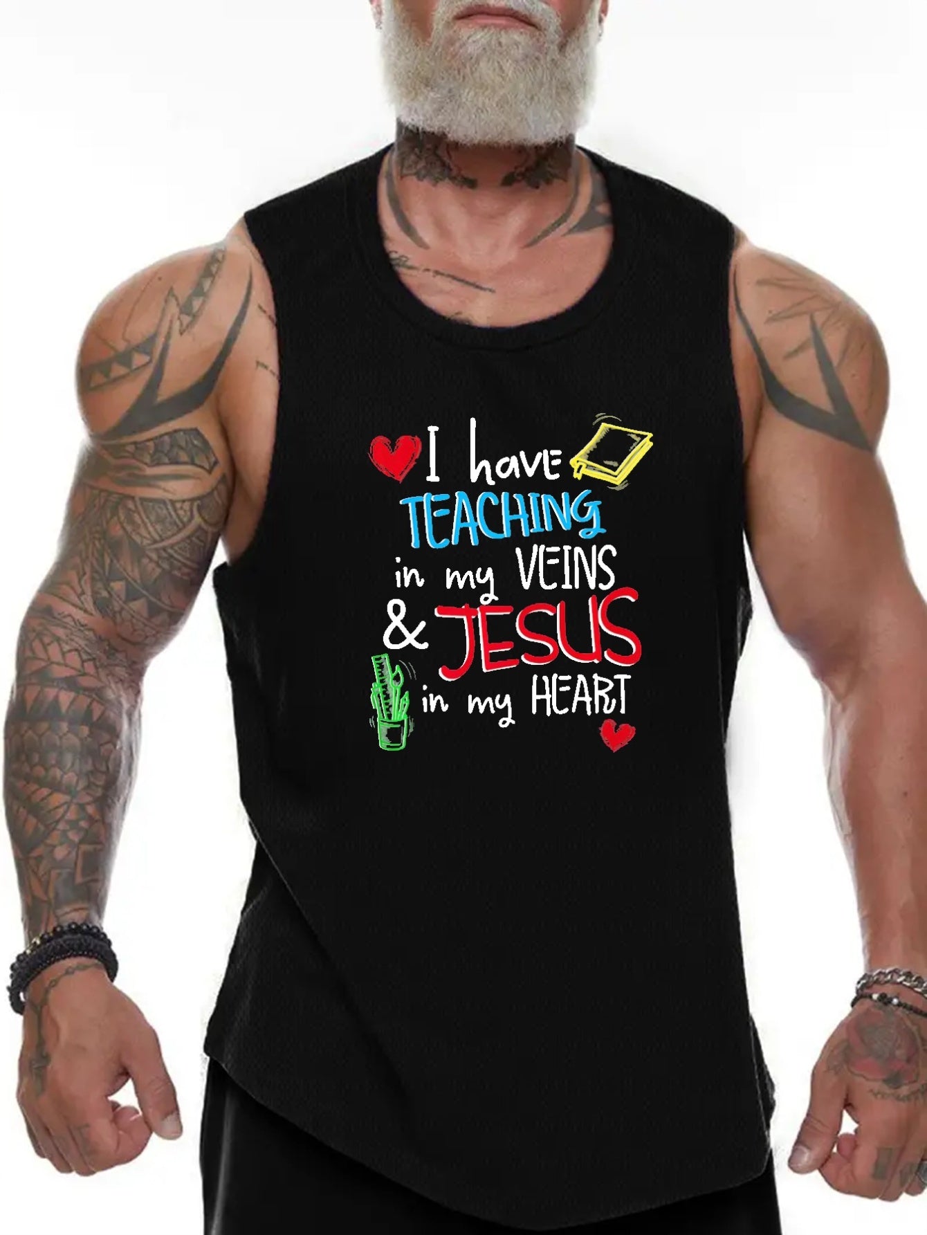 I Have Teaching In My Veins & Jesus In My Heart Men's Christian Tank Top claimedbygoddesigns