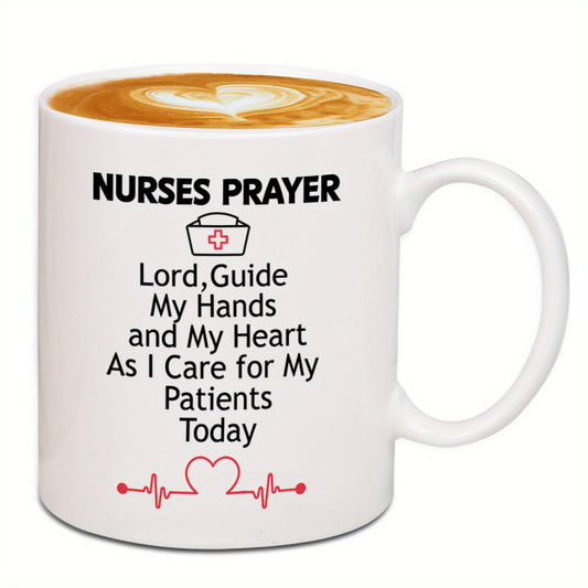 Nurses Prayer Christian White Ceramic Mug, 11oz claimedbygoddesigns