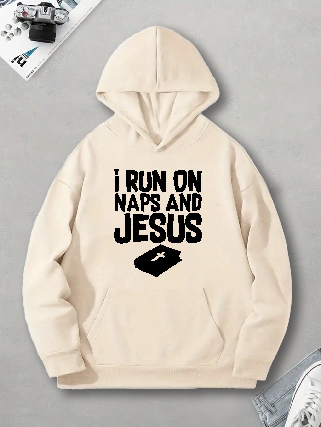 I RUN ON NAPS AND JESUS Men's Christian Pullover Hooded Sweatshirt claimedbygoddesigns