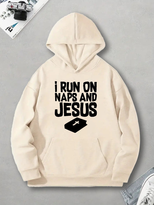 I RUN ON NAPS AND JESUS Men's Christian Pullover Hooded Sweatshirt claimedbygoddesigns