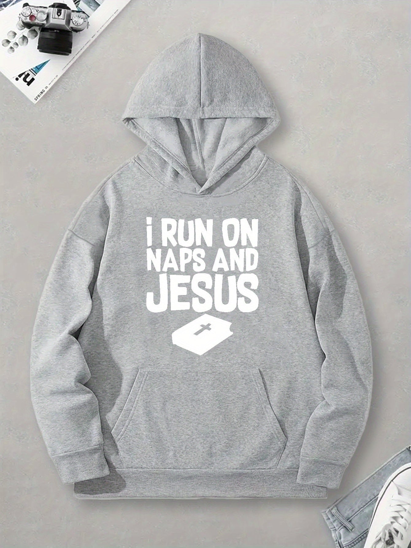 I RUN ON NAPS AND JESUS Men's Christian Pullover Hooded Sweatshirt claimedbygoddesigns