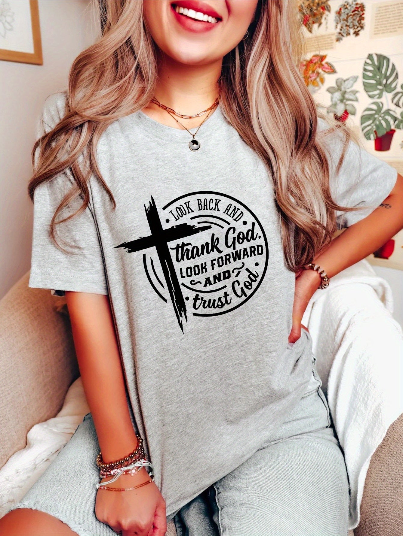 Thank God Trust God Plus Size Women's Christian T-Shirt claimedbygoddesigns