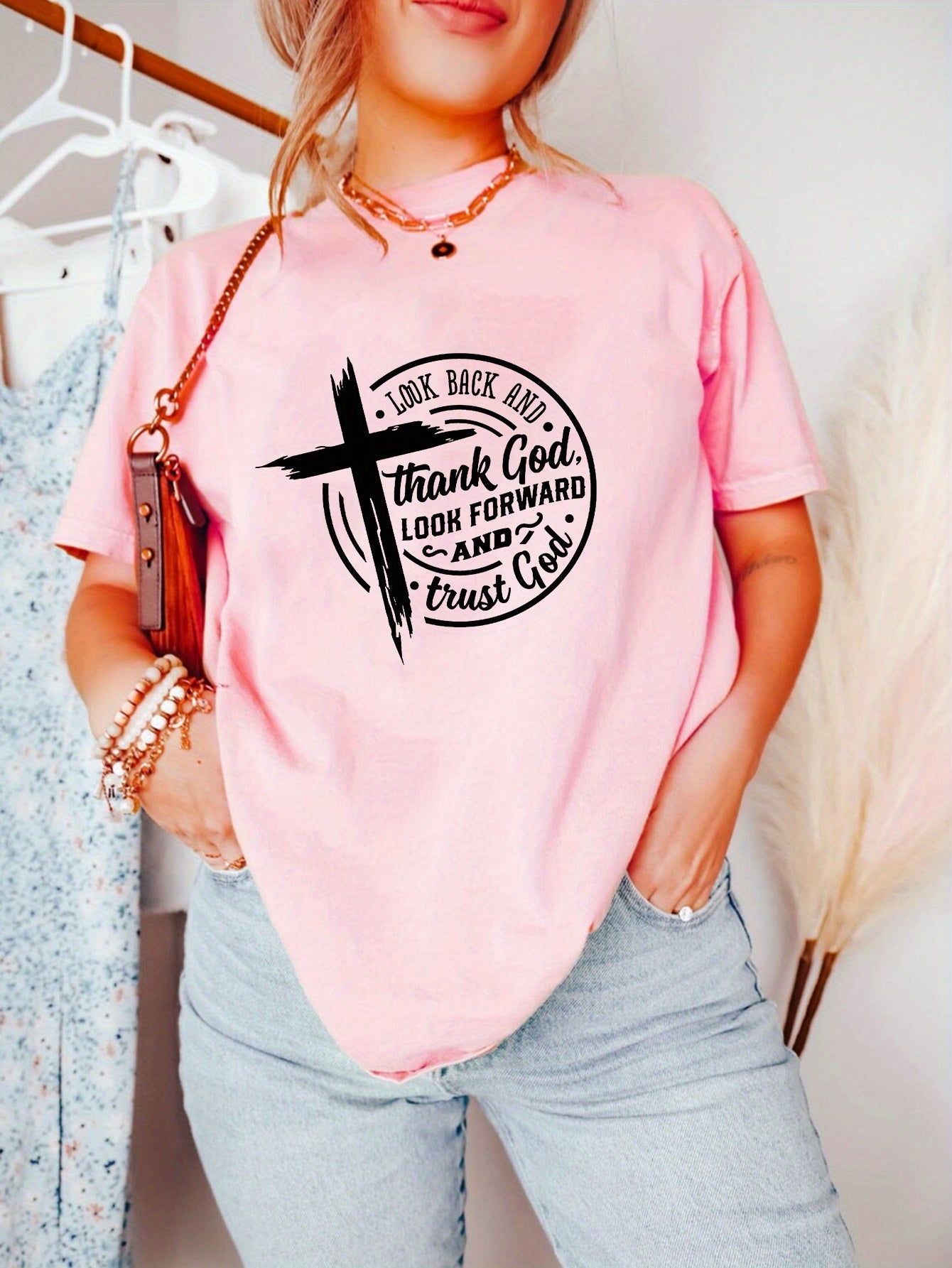 Thank God Trust God Plus Size Women's Christian T-Shirt claimedbygoddesigns