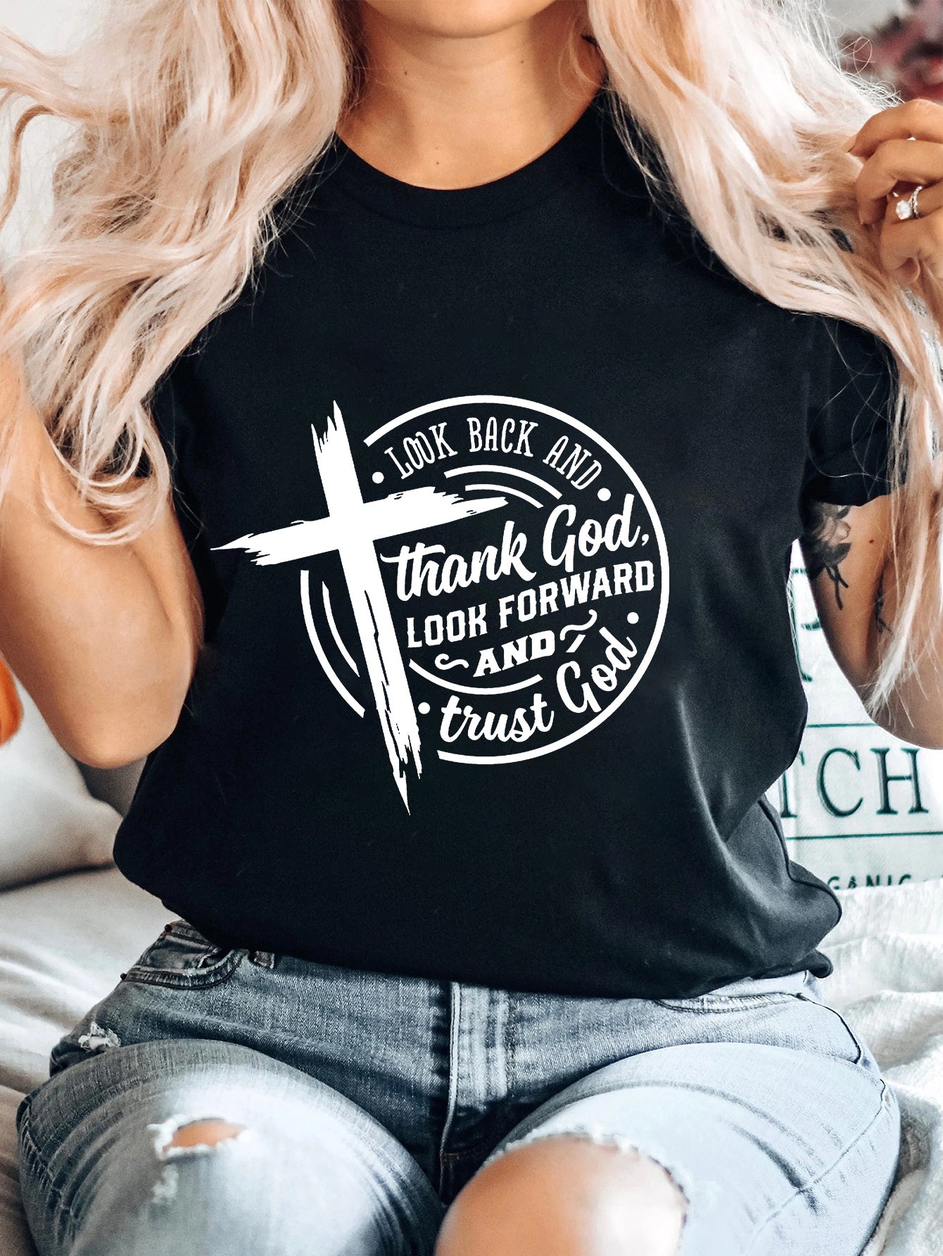 Thank God Trust God Plus Size Women's Christian T-Shirt claimedbygoddesigns