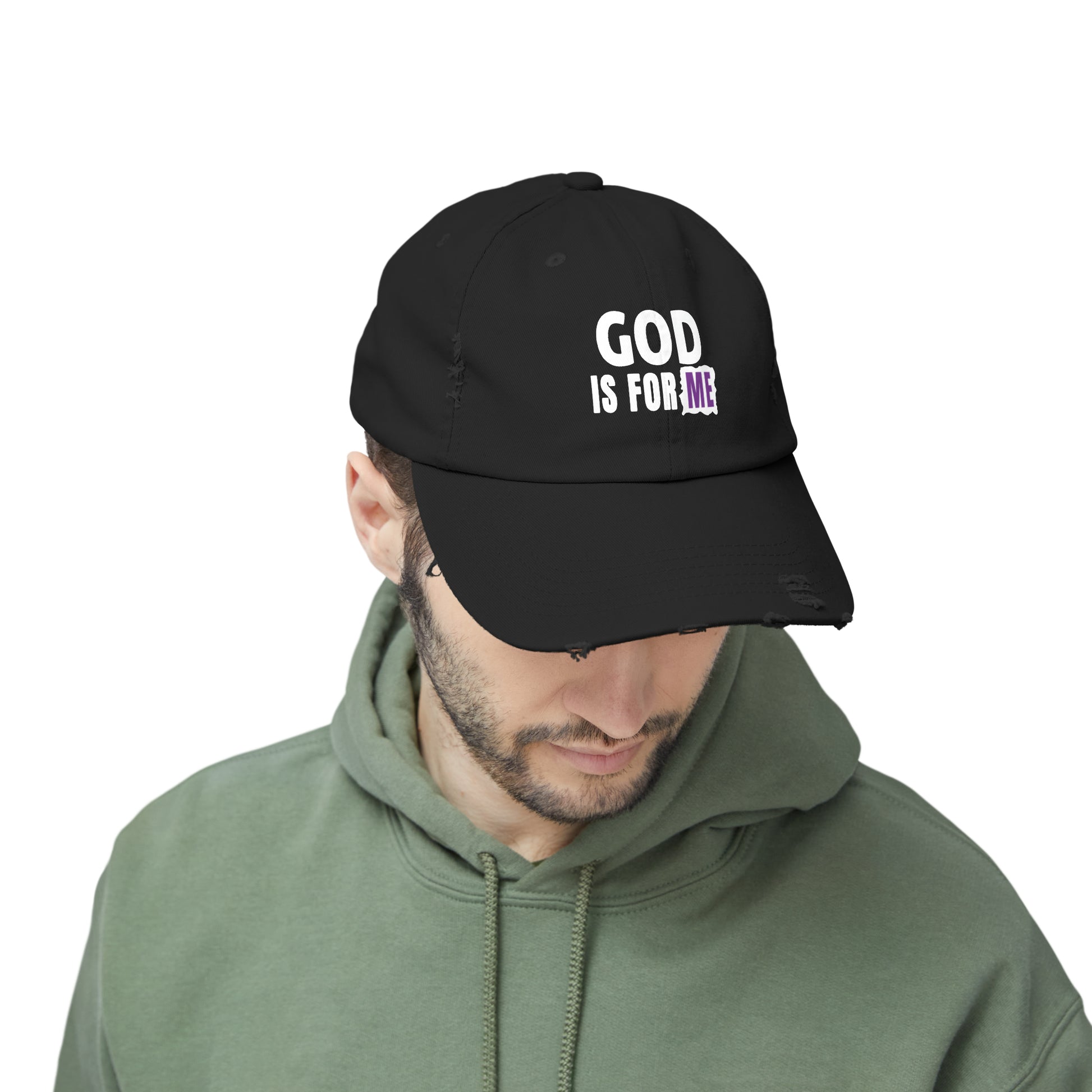 God Is For Me Unisex Christian Distressed Hat Printify