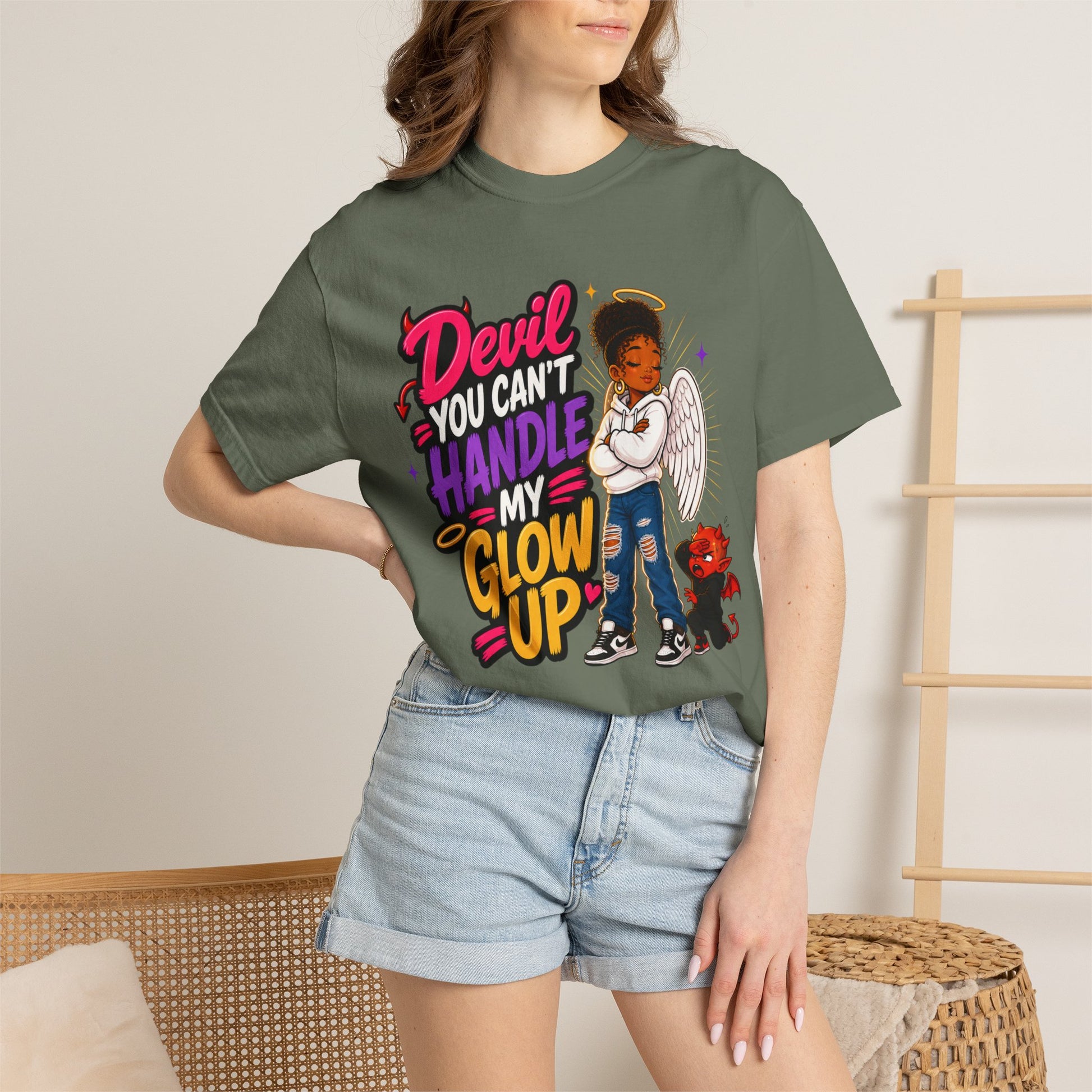 Devil You Can't Handle My Glow Up T-Shirt — Angel Girl Graphic Tee - ClaimedbyGodDesigns