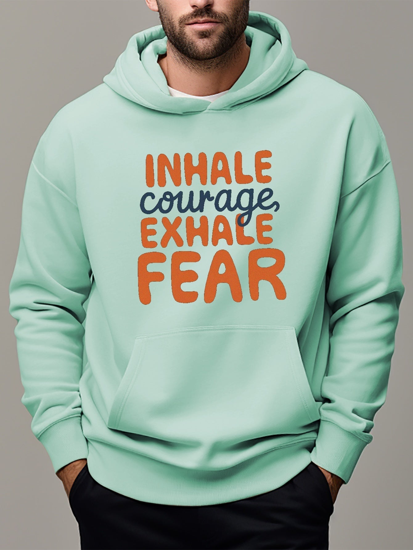 Inhale Courage Exhale Fear Men's Christian Pullover Hooded Sweatshirt claimedbygoddesigns