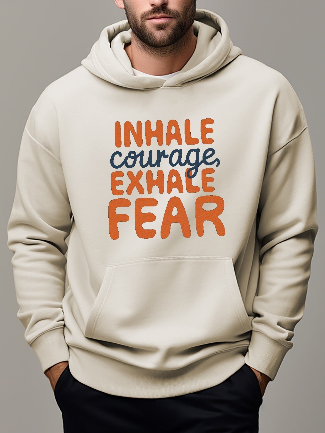 Inhale Courage Exhale Fear Men's Christian Pullover Hooded Sweatshirt claimedbygoddesigns