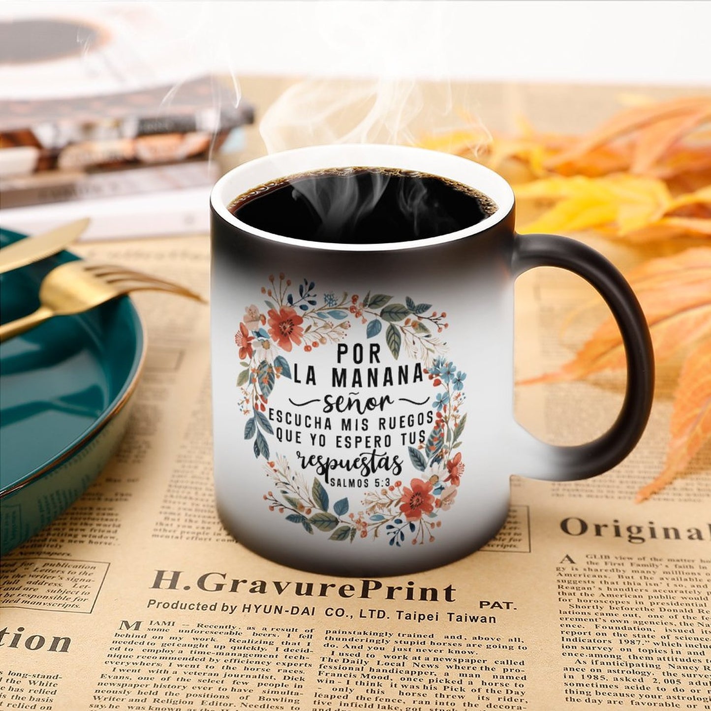 Salmos 5:3 Por La Manana Senor Escucha Mis Ruegos Que Yo Espero Tus Respuestas Spanish Christian Color Changing Mug (Dual-sided)