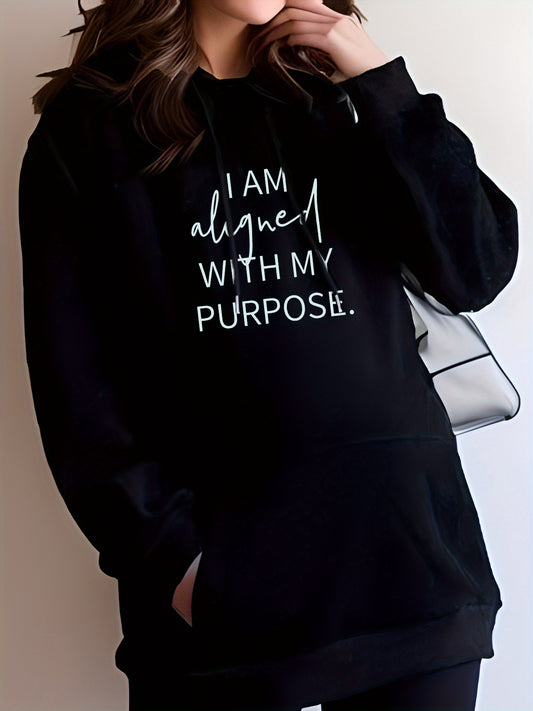 I Am Aligned With My Purpose Women's Christian Maternity Pullover Hooded Sweatshirt claimedbygoddesigns