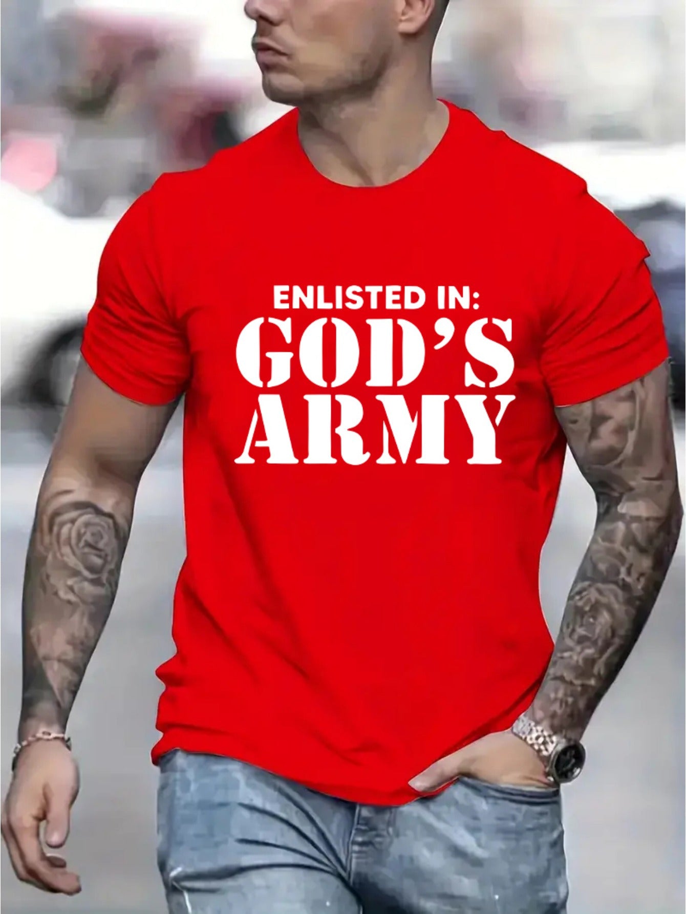 Enlisted In GOD'S ARMY Men's Christian T-shirt claimedbygoddesigns