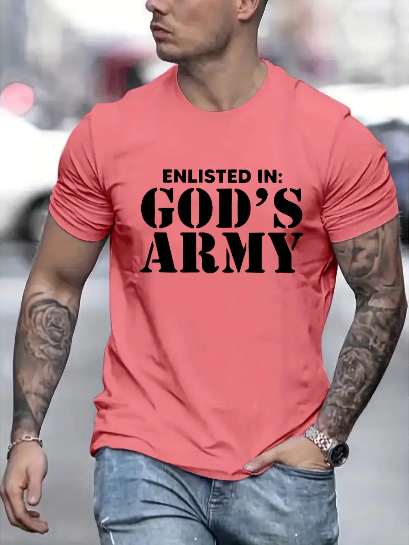 Enlisted In GOD'S ARMY Men's Christian T-shirt claimedbygoddesigns