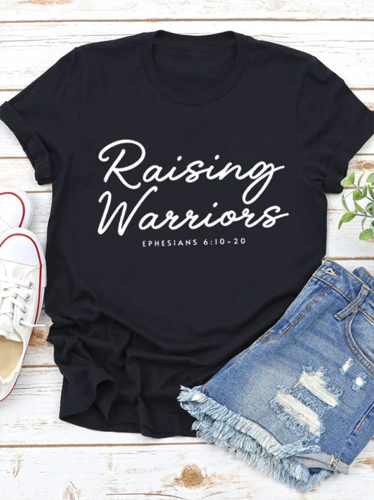 Ephesians 6:10-20 Raising Warriors Women's Christian T-shirt claimedbygoddesigns