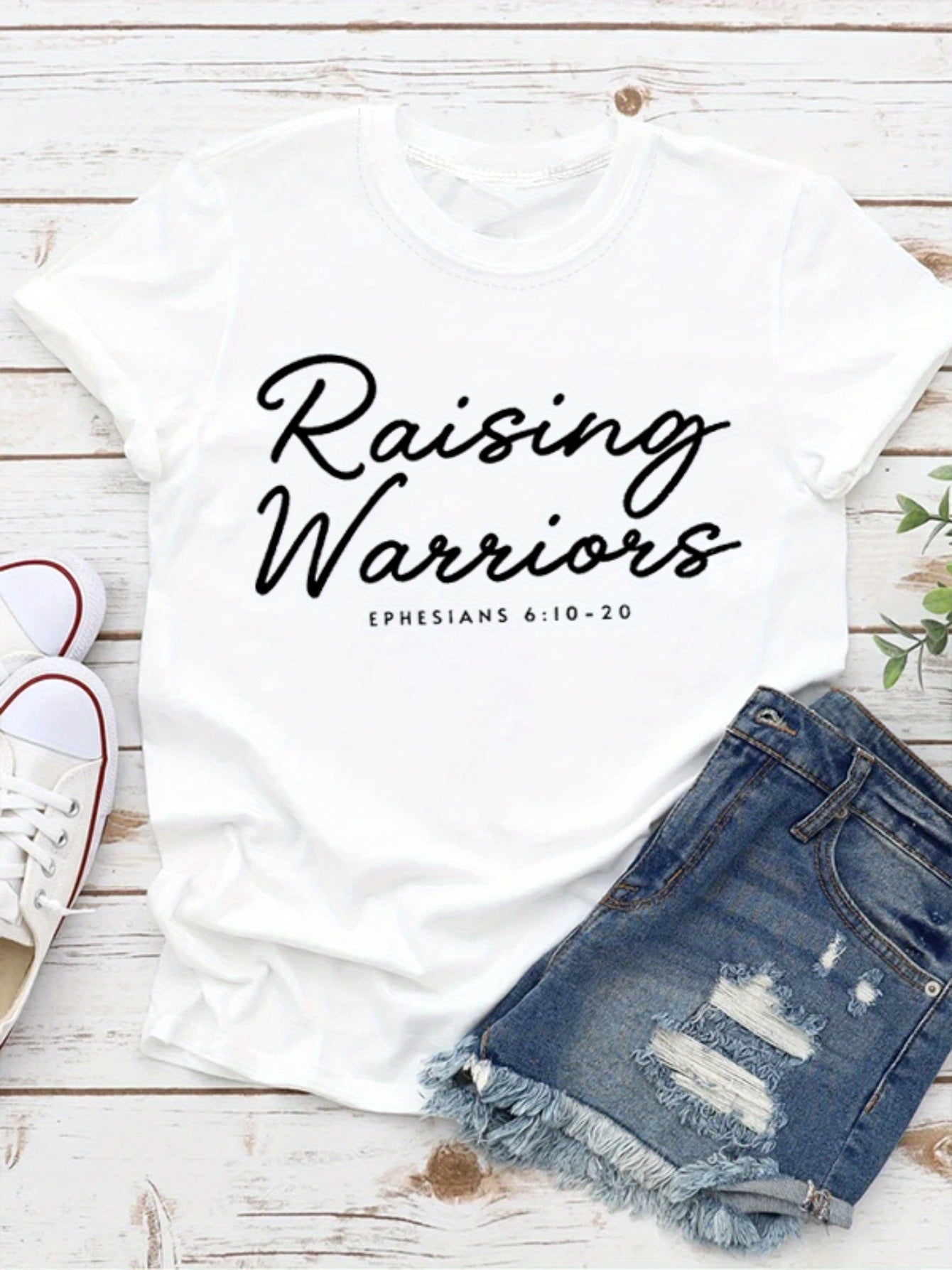 Ephesians 6:10-20 Raising Warriors Women's Christian T-shirt claimedbygoddesigns